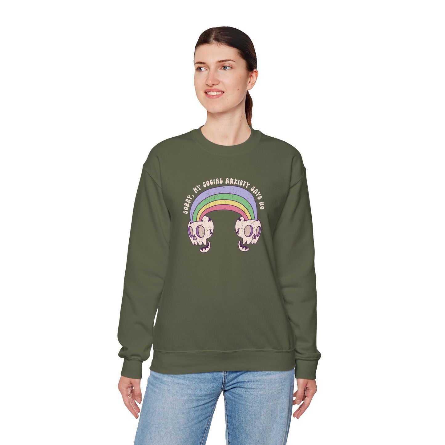 Sweatshirt Sorry My Social Anxiety Says No - Gothic-Inspired Anxiety Sweatshirt