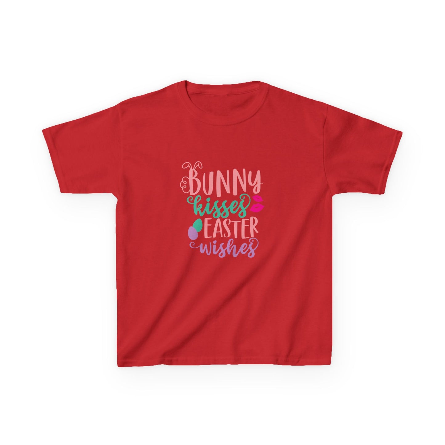 Red Bunny Kisses & Easter Wishes Kids Easter Shirt | Cute Easter Tee