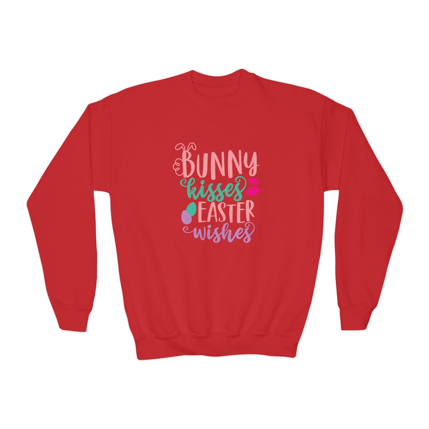 Red Bunny Kisses & Easter Wishes Sweatshirt | Cute Easter Sweatshirt for Kids