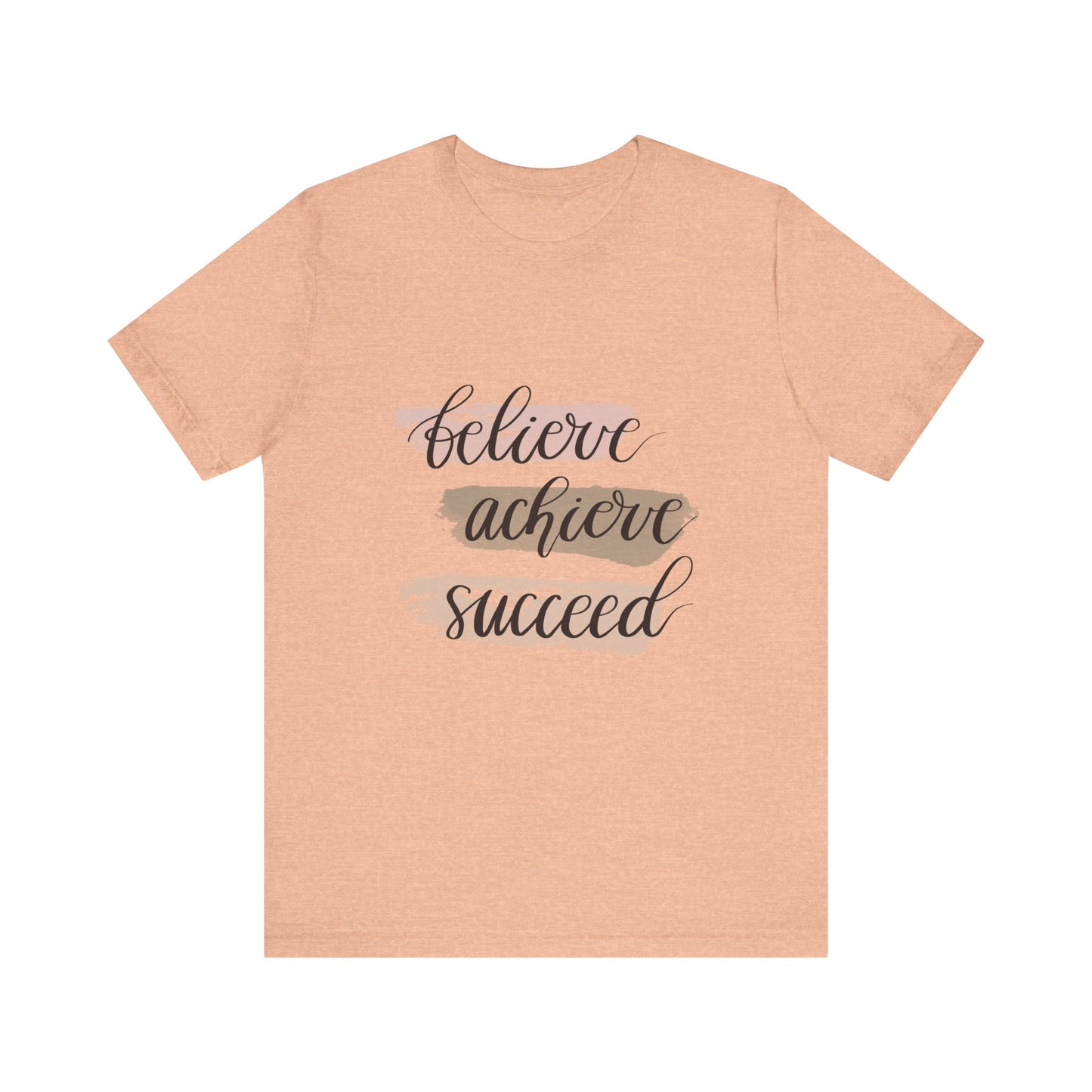 Heather Peach Inspirational T Shirts – Believe Achieve Succeed Tee for Women