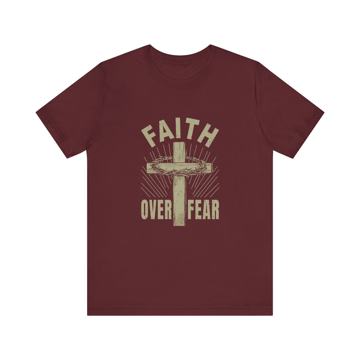 Maroon Empowering Message Tee – Faith Over Fear Shirt for Men & Women