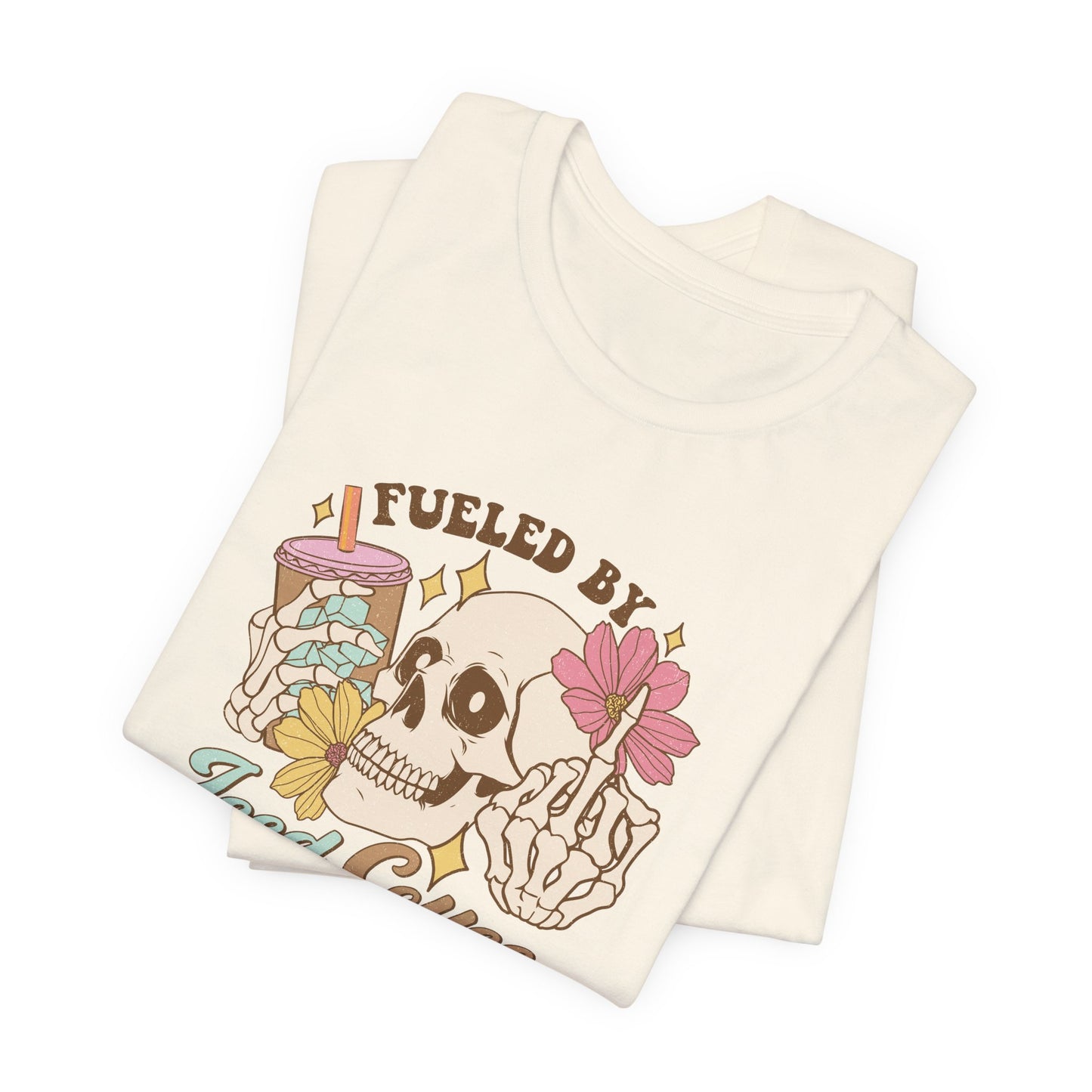 T-Shirt Fueled by Iced Coffee & Anxiety Shirt – Funny Anxiety Graphic Tee