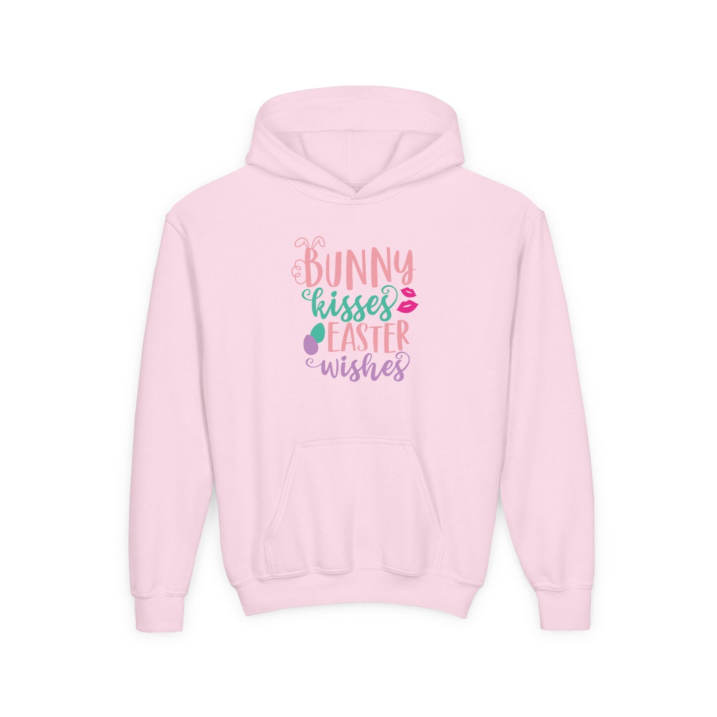 Light Pink Bunny Kisses & Easter Wishes Kids Hoodie | Cute Easter Hoodie