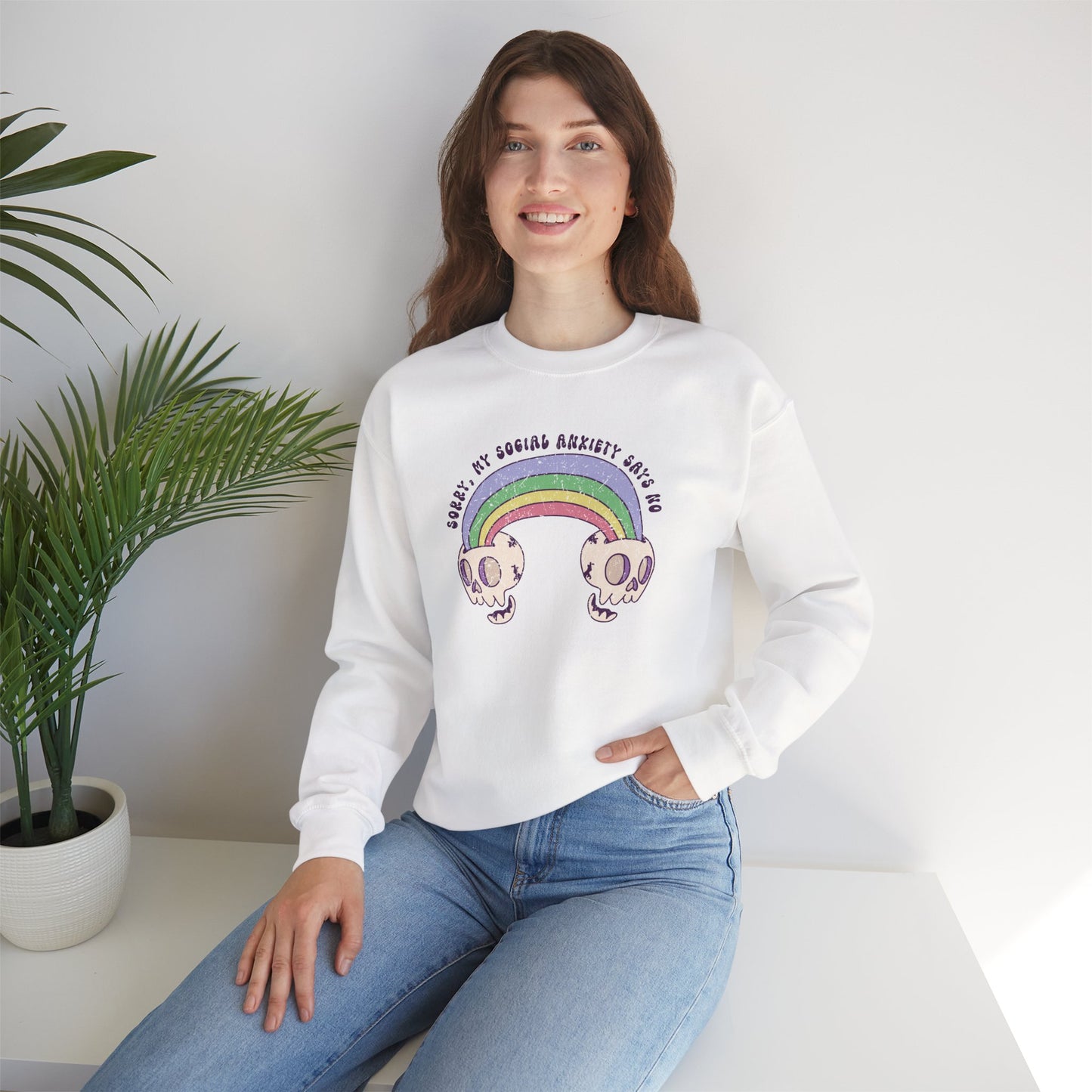 Sweatshirt Sorry My Social Anxiety Says No - Gothic-Inspired Anxiety Sweatshirt