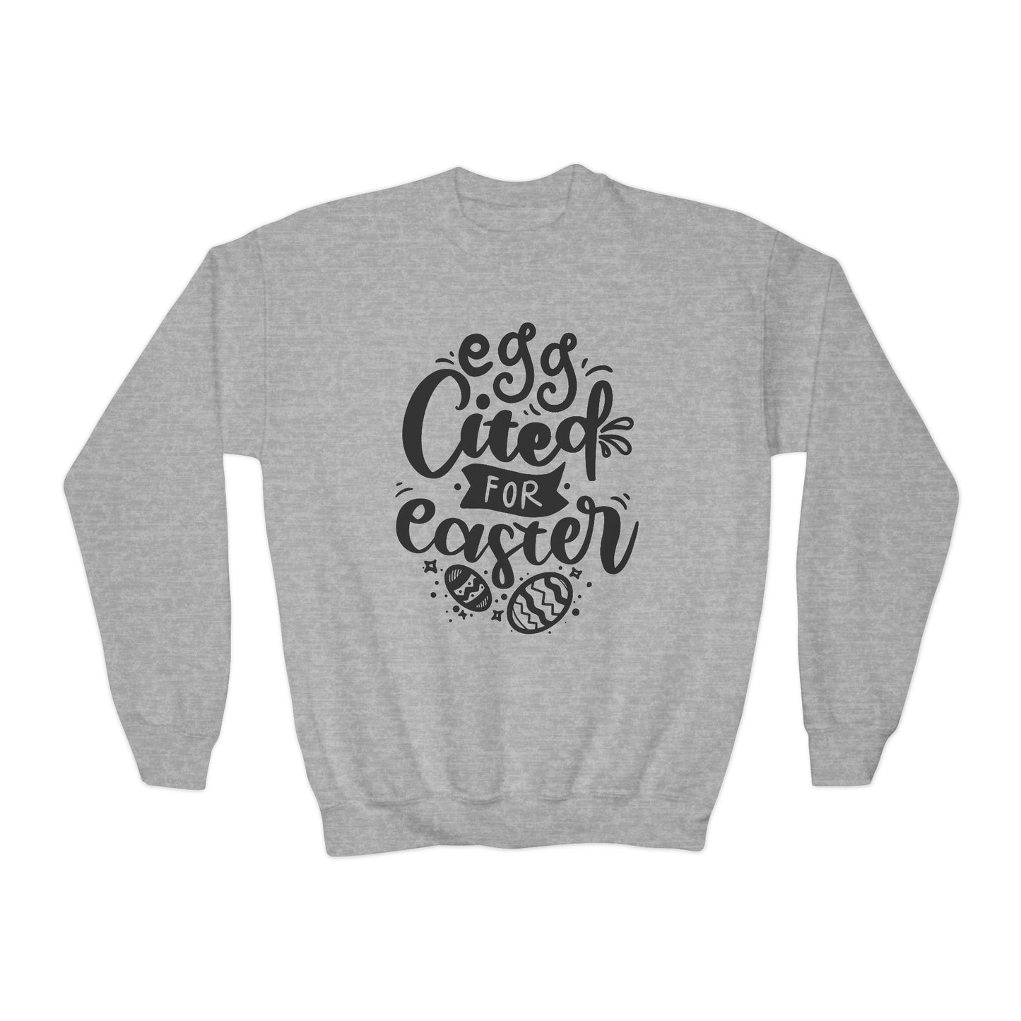 Sport Grey Egg-cited for Easter Kids Sweatshirt | Funny Easter Sweatshirt