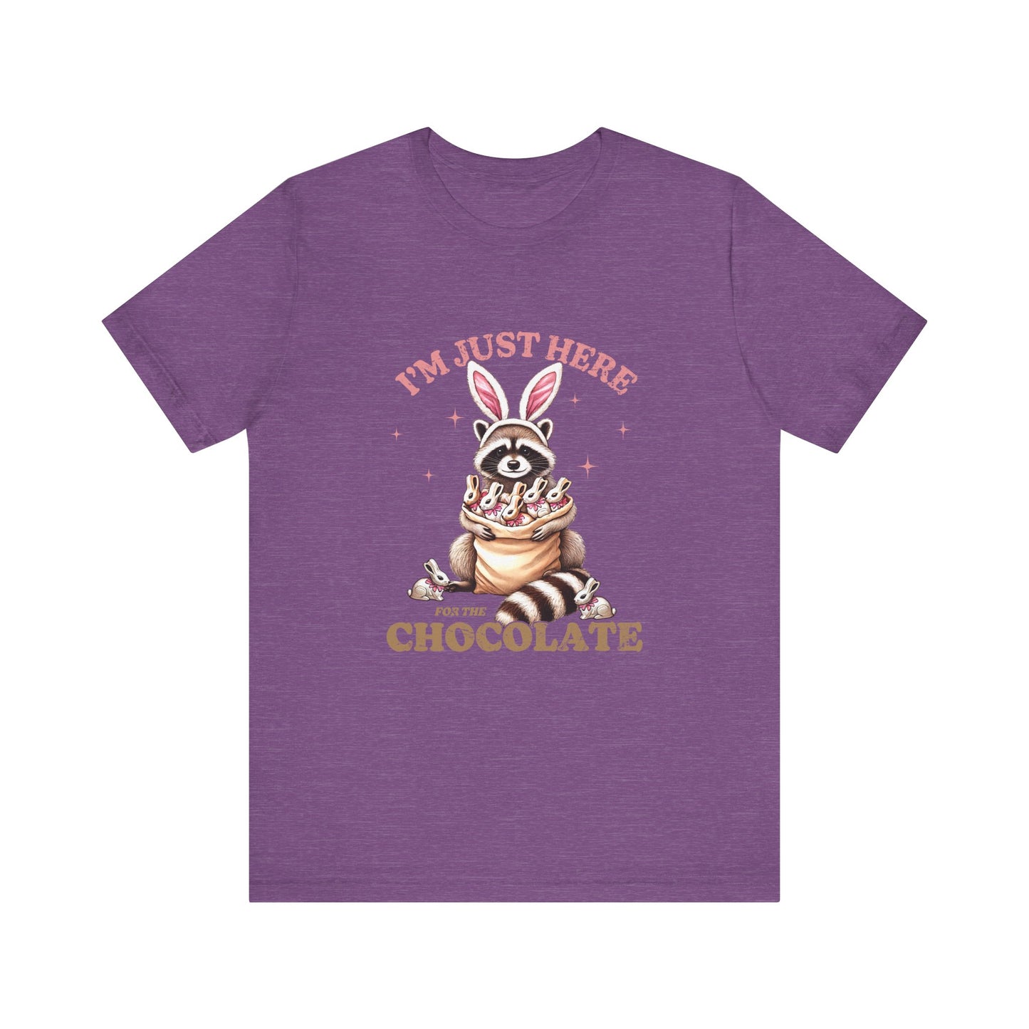 Heather Team Purple Funny Easter Shirt – I'm Just Here for the Chocolate Tee