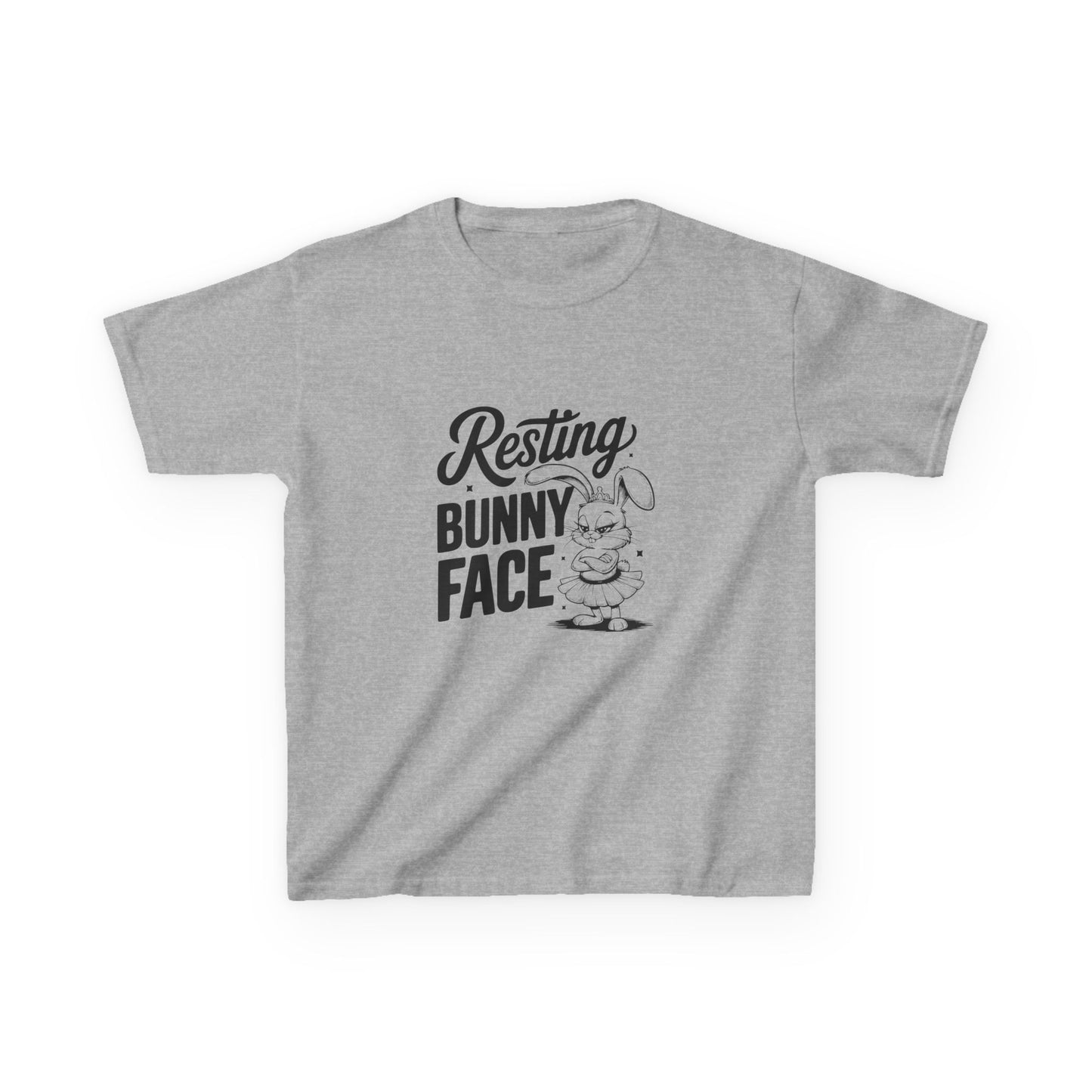 Sport Grey Resting Bunny Face Kids Easter Shirt | Funny Easter Tee for Kids