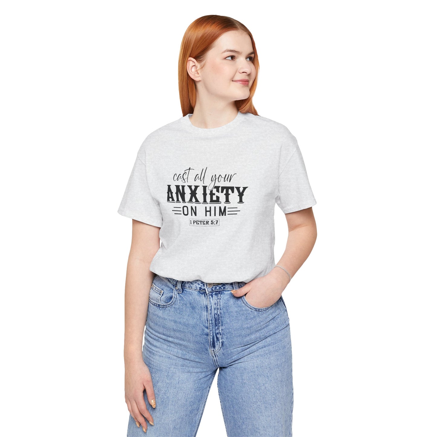 T-Shirt Cast All Your Anxiety on Him Anxiety Shirt – Christian Bible Verse Tee