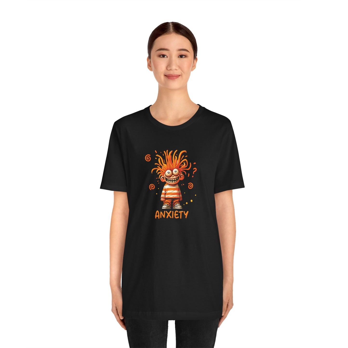 T-Shirt ANXIETY Cartoon Funny Anxiety Shirt — Mental Health Graphic Tee