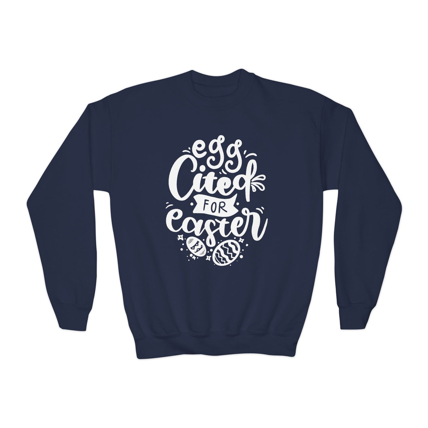 Navy Egg-cited for Easter Kids Sweatshirt | Funny Easter Sweatshirt