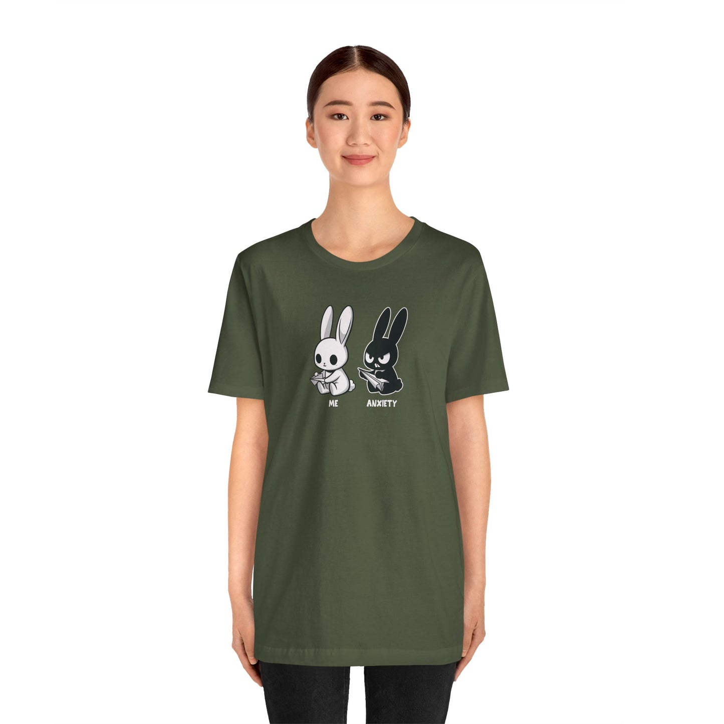 T-Shirt ME vs ANXIETY Rabbit Shirt – Funny Anxiety Shirt for Animal Lovers