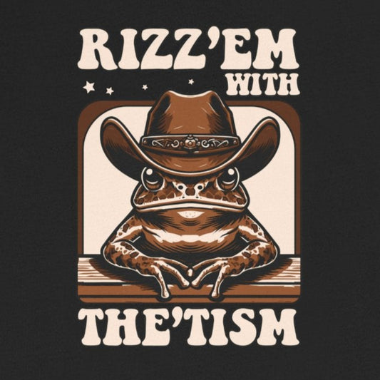 T-Shirt RIZZ’EM WITH THE ’TISM Cowboy Frog Funny Autism Awareness Shirt