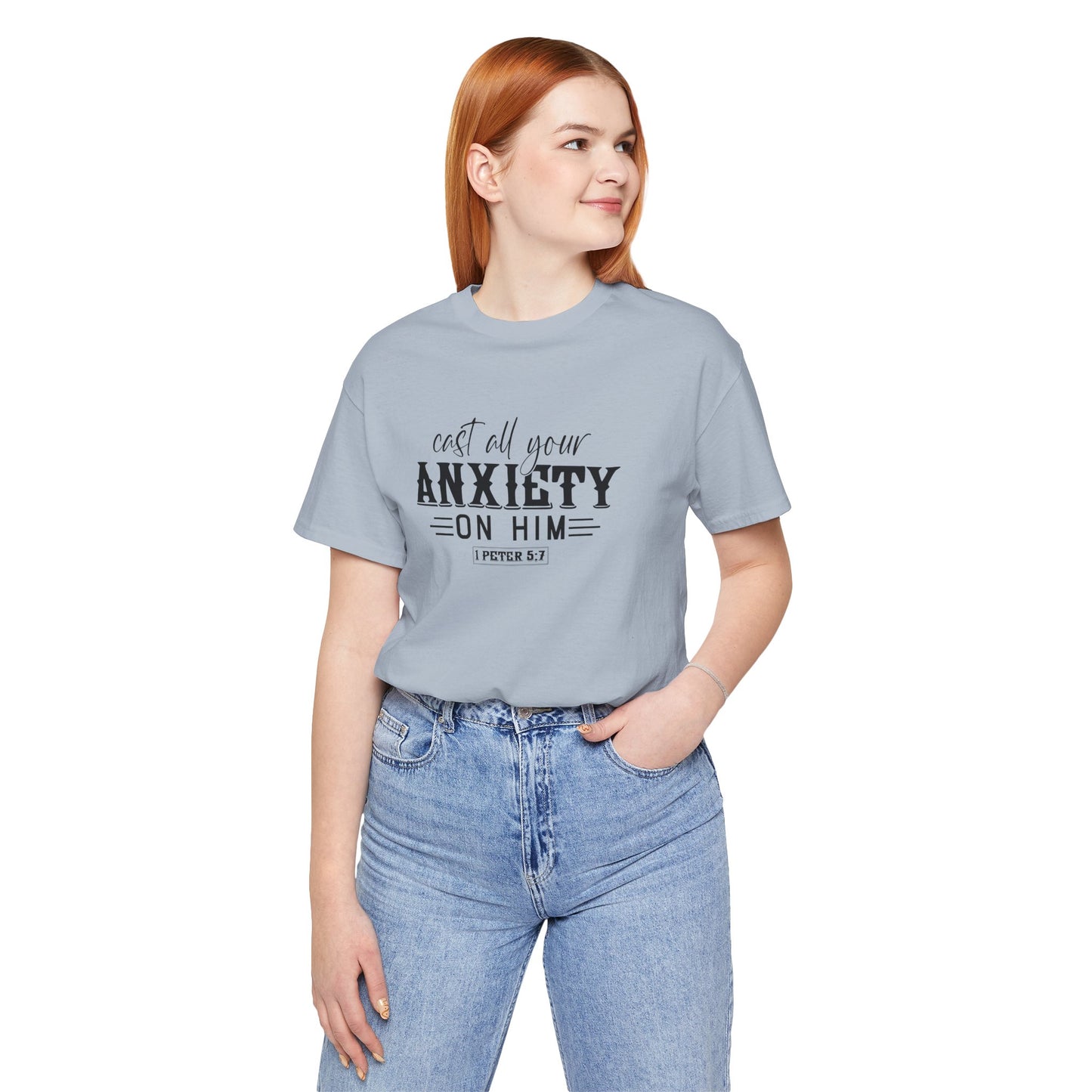 T-Shirt Cast All Your Anxiety on Him Anxiety Shirt – Christian Bible Verse Tee