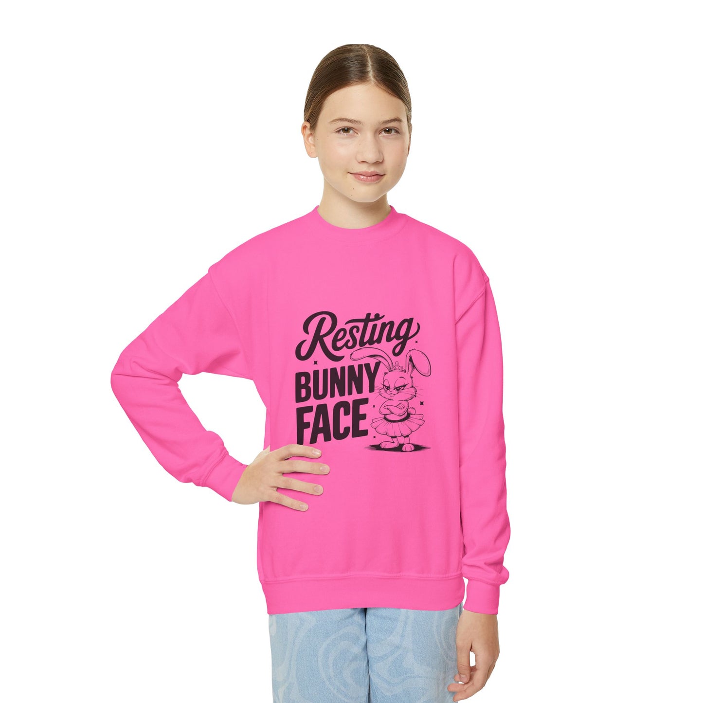 Resting Bunny Face Kids Sweatshirt | Funny Easter Sweatshirt