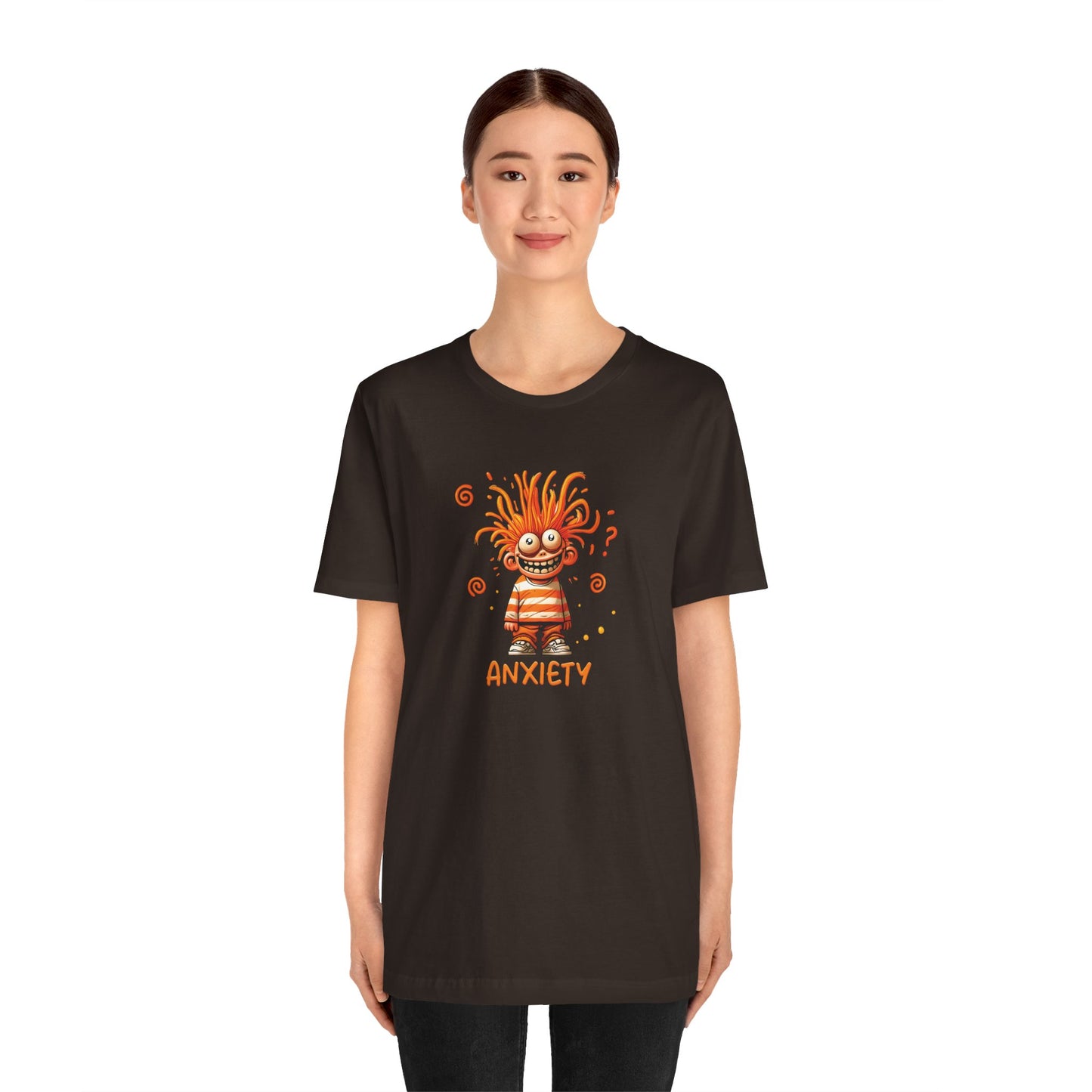 T-Shirt ANXIETY Cartoon Funny Anxiety Shirt — Mental Health Graphic Tee