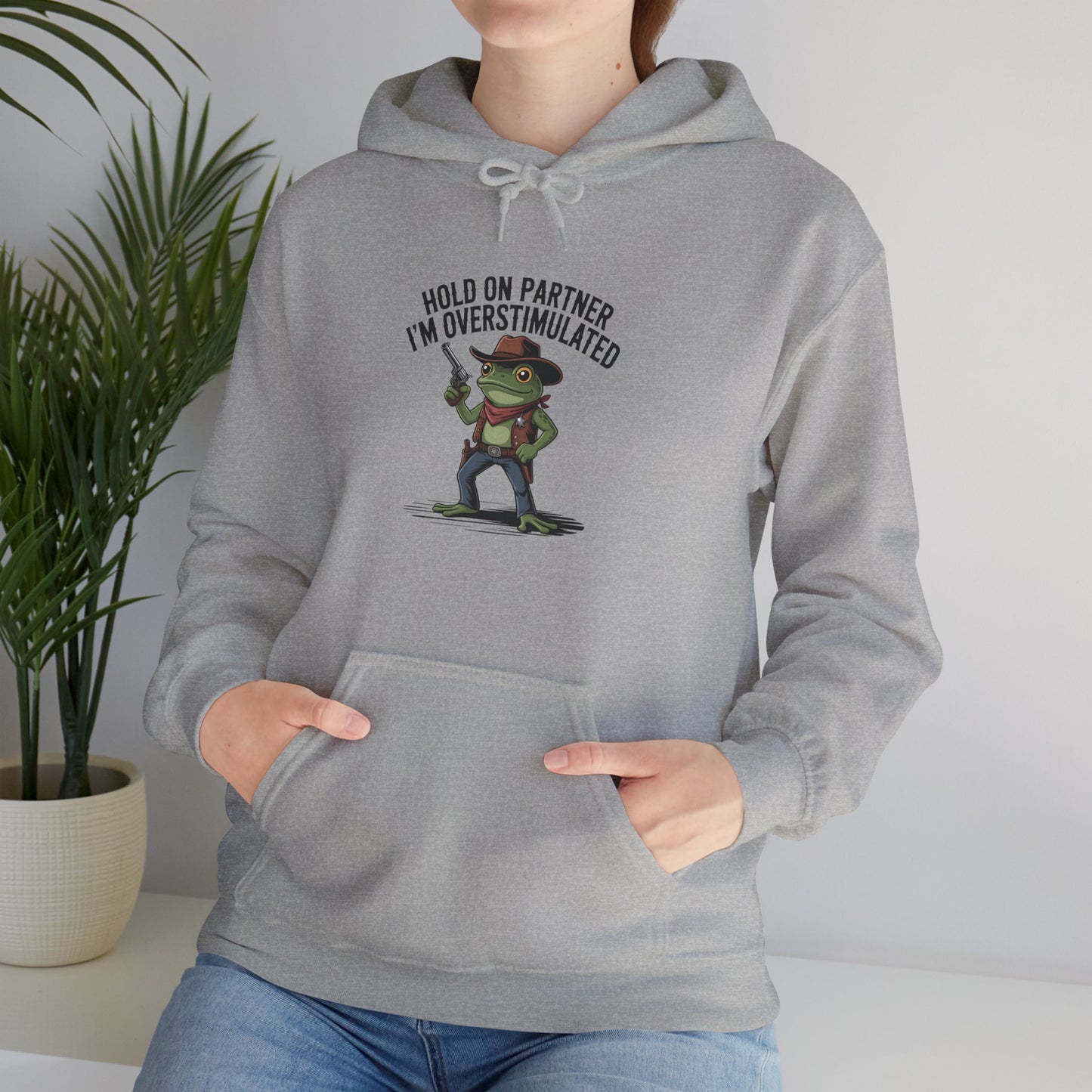 Hoodie Hold On Partner I’m Overstimulated Hoodie – Funny ADHD Frog Hoodie