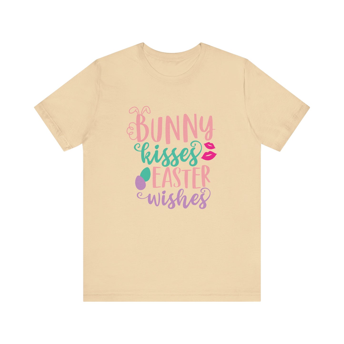 Soft Cream Cute Easter Shirt – Bunny Kisses & Easter Wishes Tee for Women | Family Easter Tee