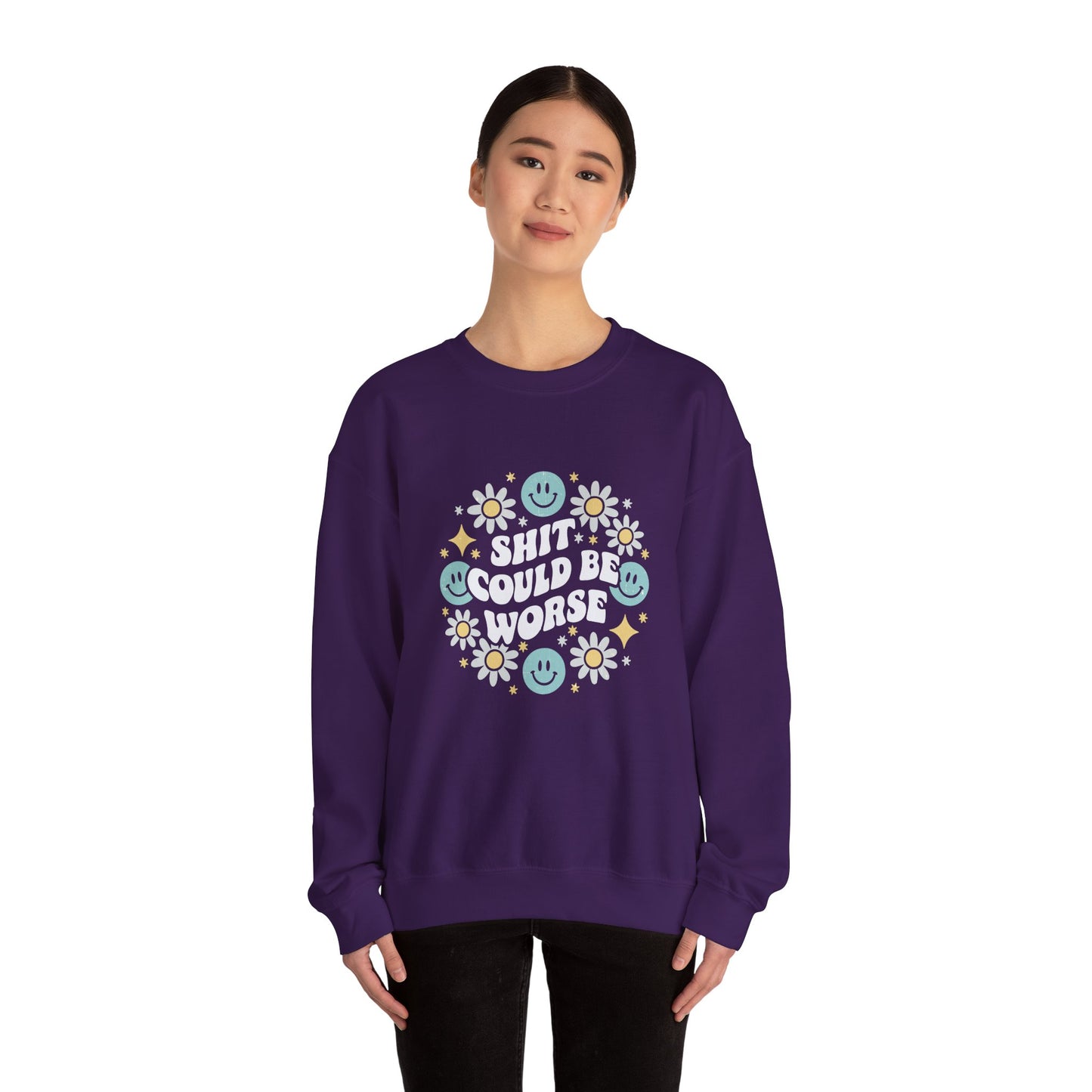 Shit Could Be Worse – Purple Mental Health Sweatshirt for Women & Men