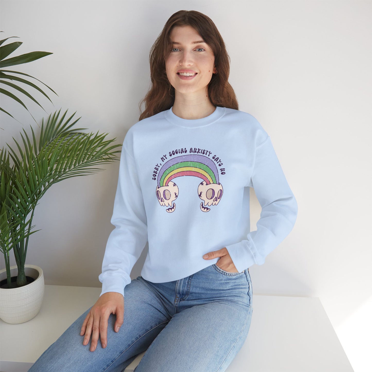 Sweatshirt Sorry My Social Anxiety Says No - Gothic-Inspired Anxiety Sweatshirt