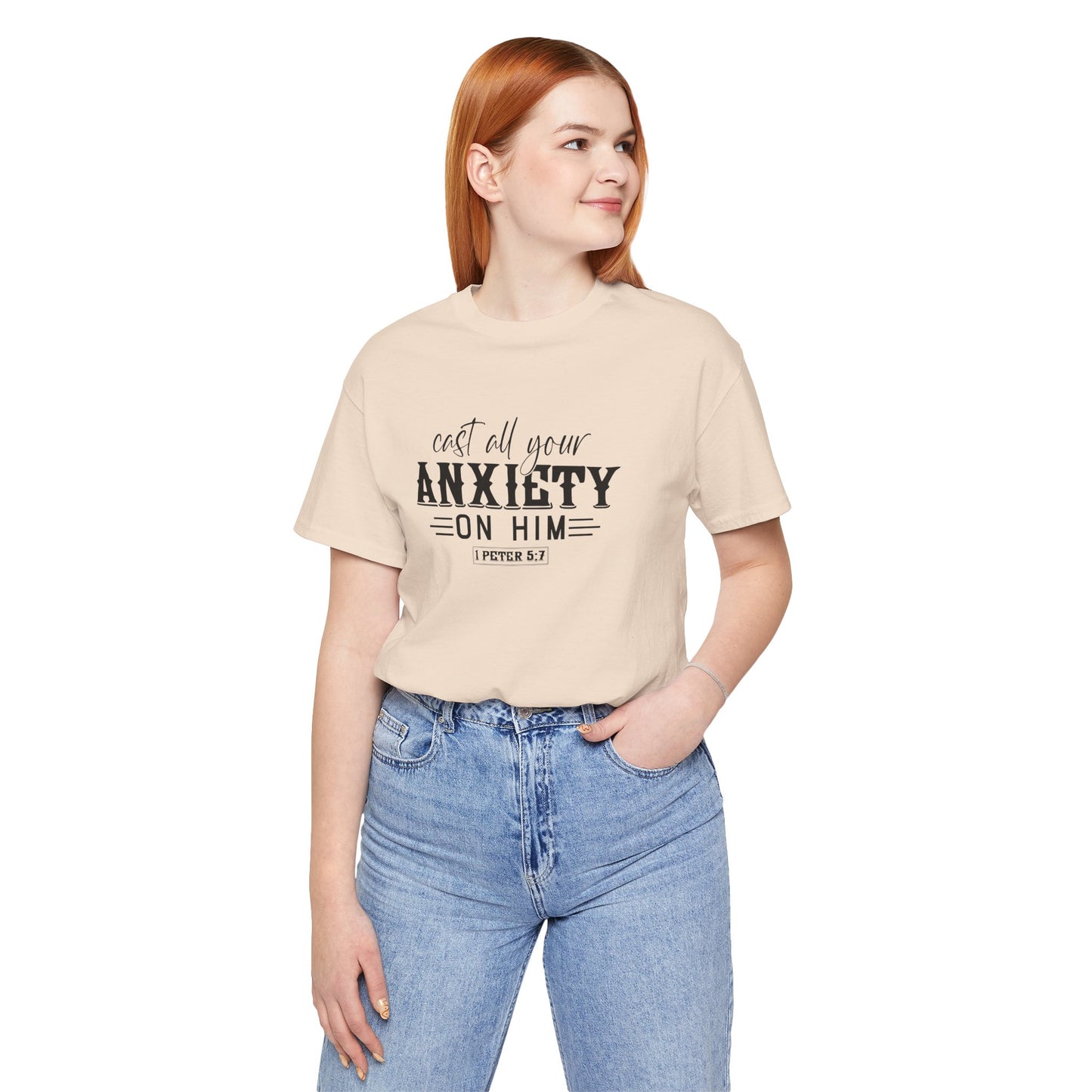 T-Shirt Cast All Your Anxiety on Him Anxiety Shirt – Christian Bible Verse Tee