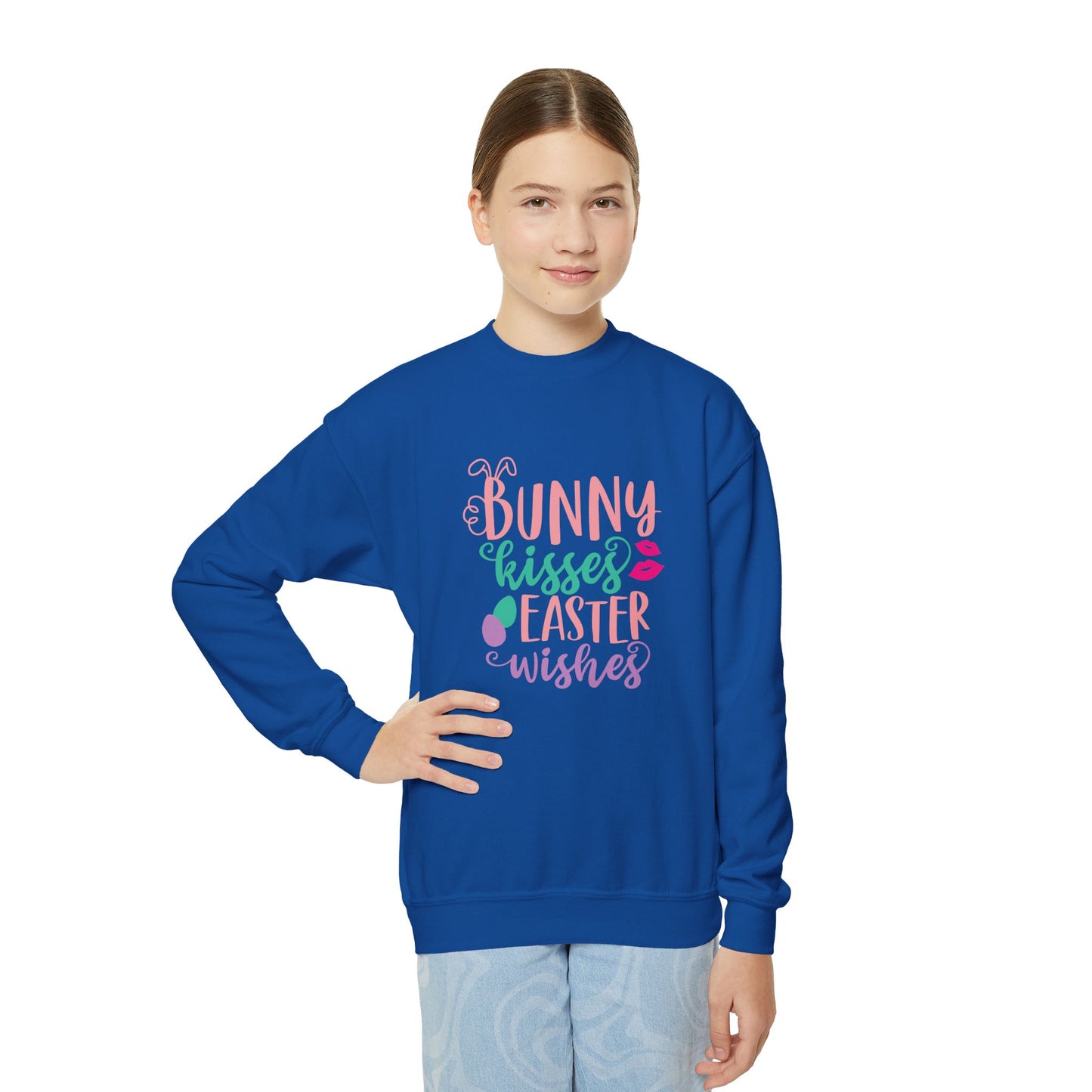Bunny Kisses & Easter Wishes Sweatshirt | Cute Easter Sweatshirt for Kids