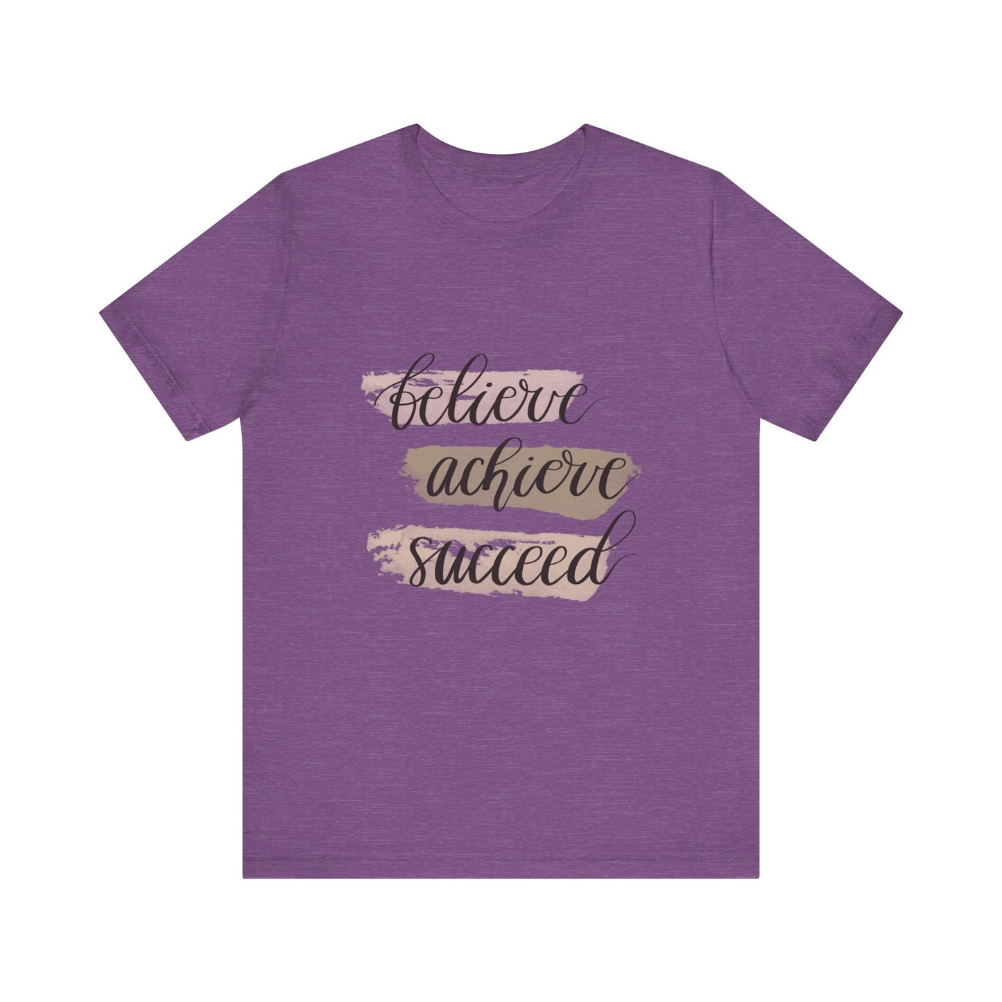 Heather Team Purple Inspirational T Shirts – Believe Achieve Succeed Tee for Women
