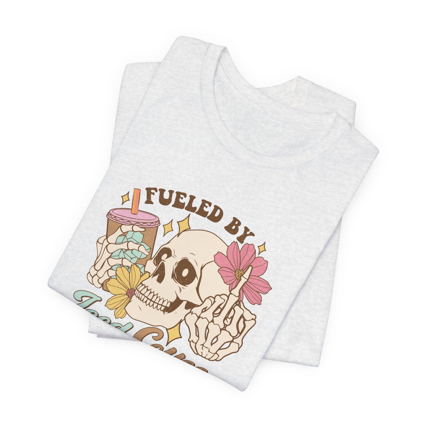 T-Shirt Fueled by Iced Coffee & Anxiety Shirt – Funny Anxiety Graphic Tee