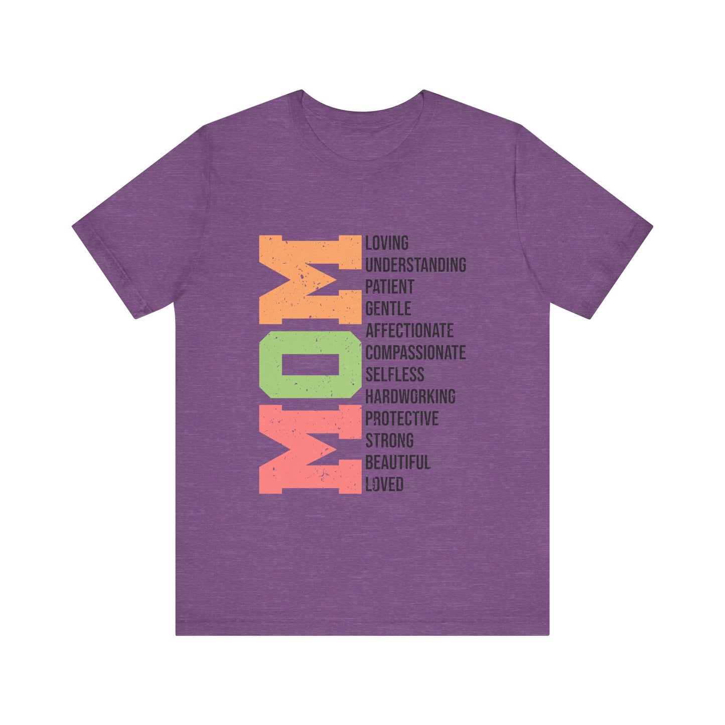 Heather Team Purple Empowering Mom T-Shirt – Beautiful, Strong, Loved MOM