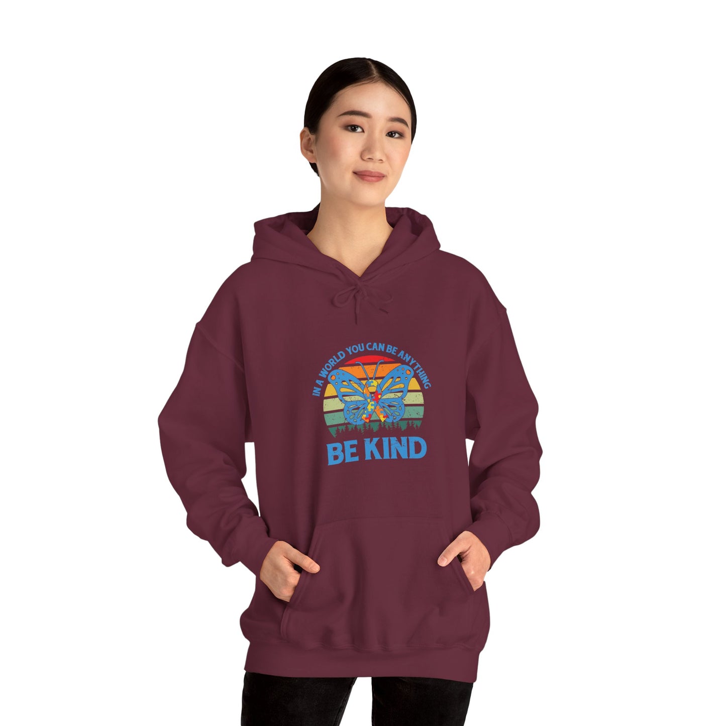 Hoodie IN A WORLD YOU CAN BE ANYTHING Hoodie – Be Kind Autism Advocate Hoodie