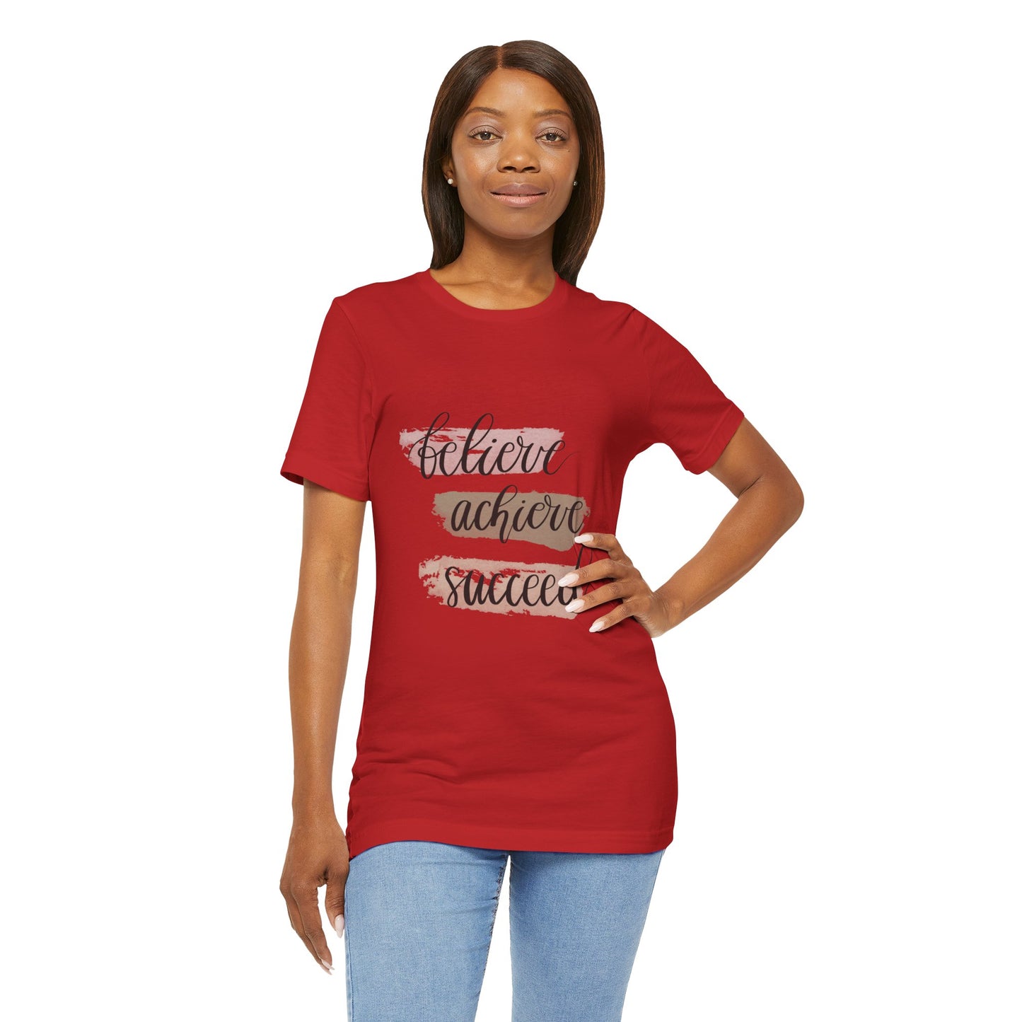 Inspirational T Shirts – Believe Achieve Succeed Tee for Women