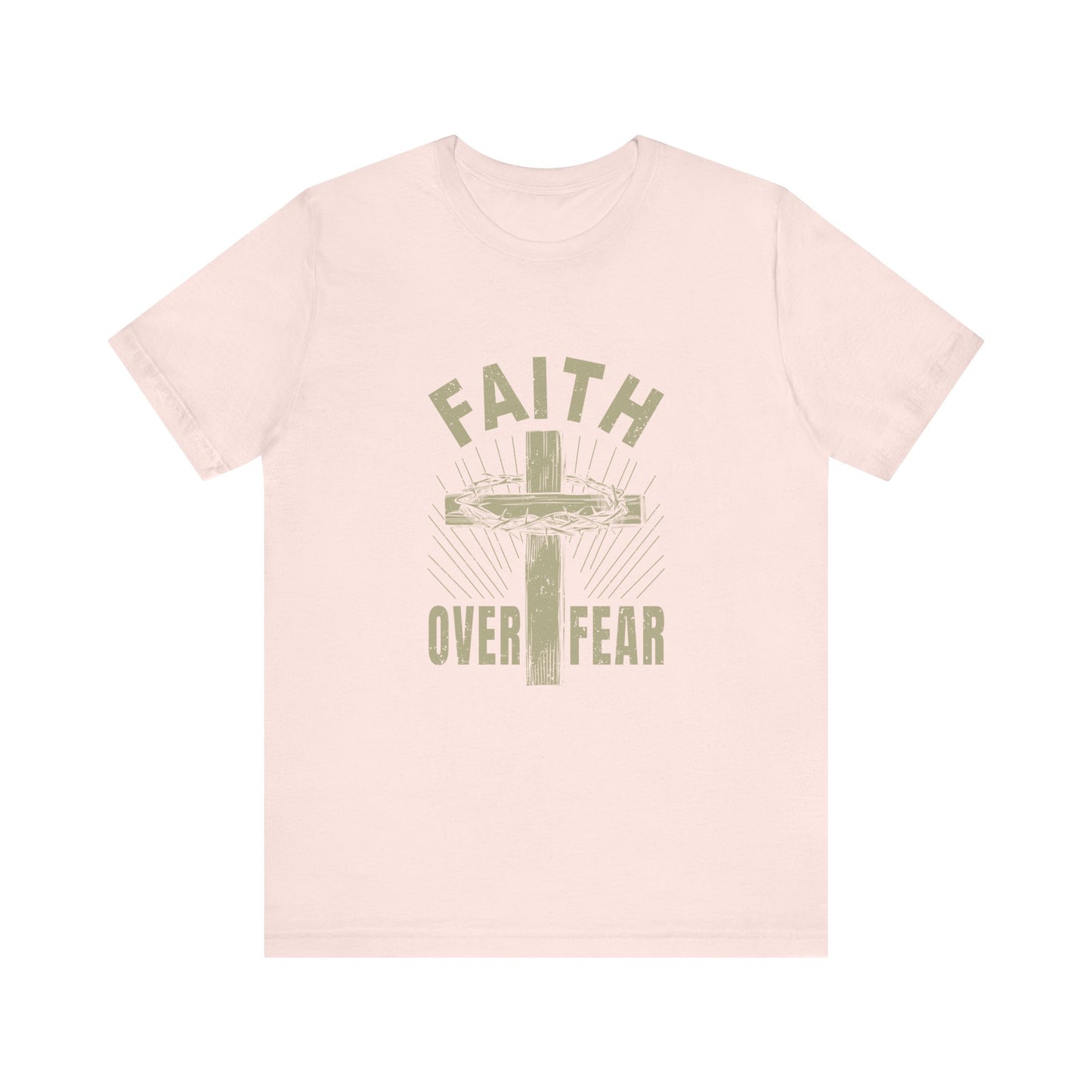 Soft Pink Empowering Message Tee – Faith Over Fear Shirt for Men & Women