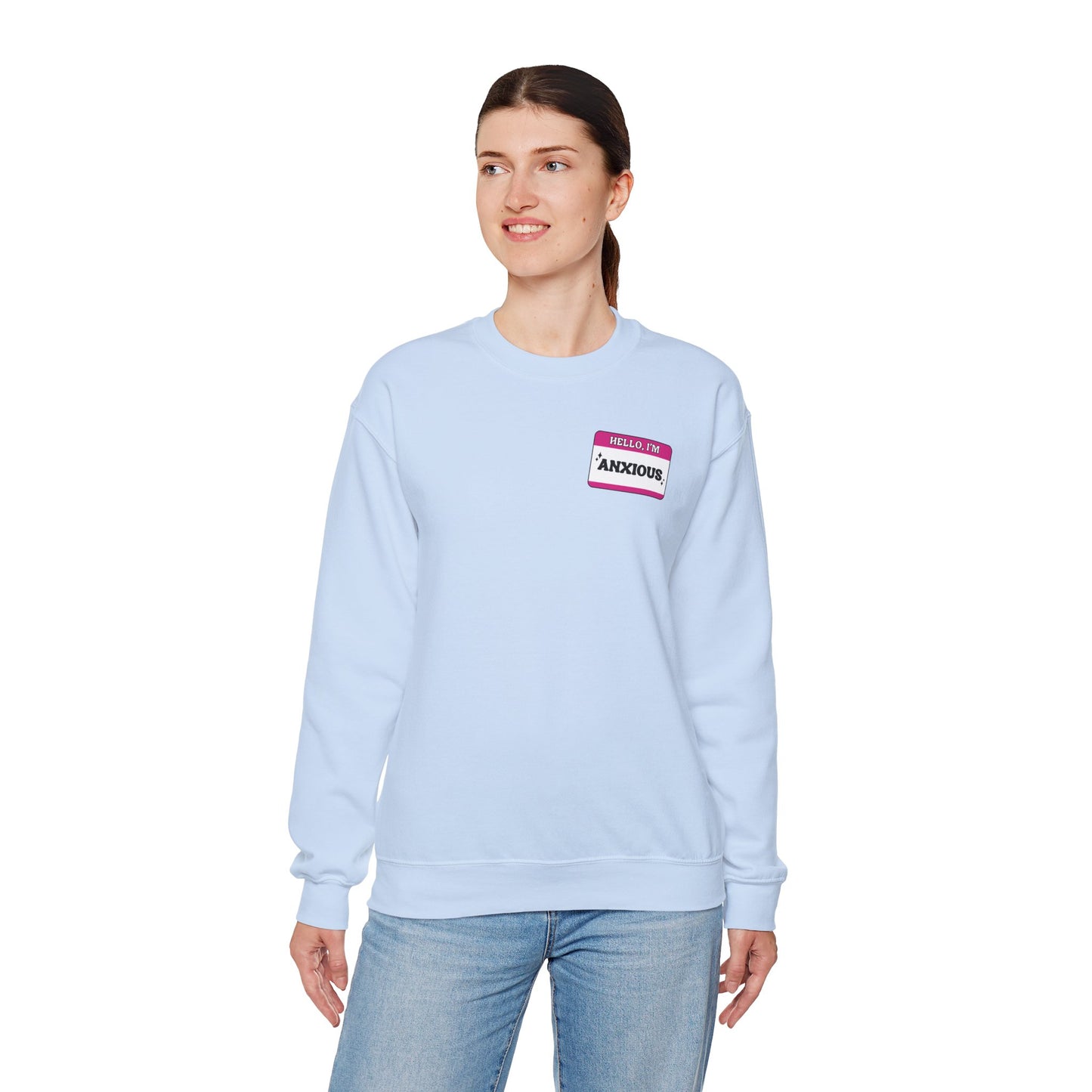Sweatshirt Hello, I'm Anxious Nametag Sweatshirt for Socially Anxious Women