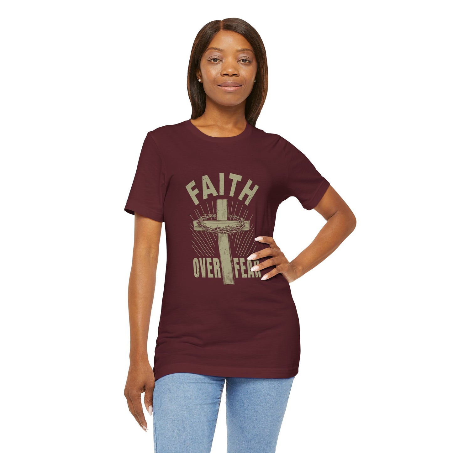 T-Shirt Empowering Message Tee – Faith Over Fear Shirt for Men & Women
