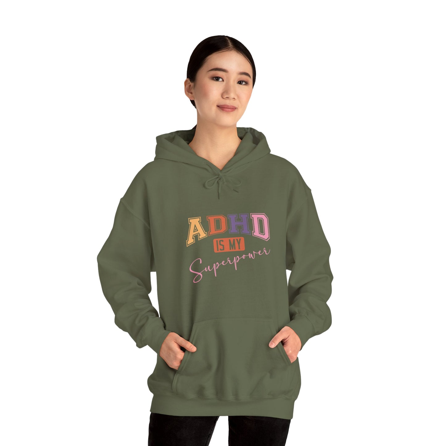 ADHD IS MY SUPERPOWER – Bold ADHD Hoodie with Colorful Text
