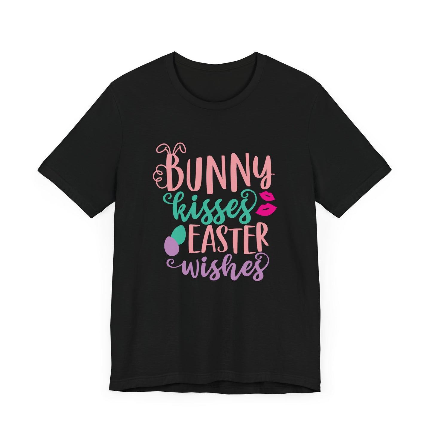 Cute Easter Shirt – Bunny Kisses & Easter Wishes Tee for Women | Family Easter Tee