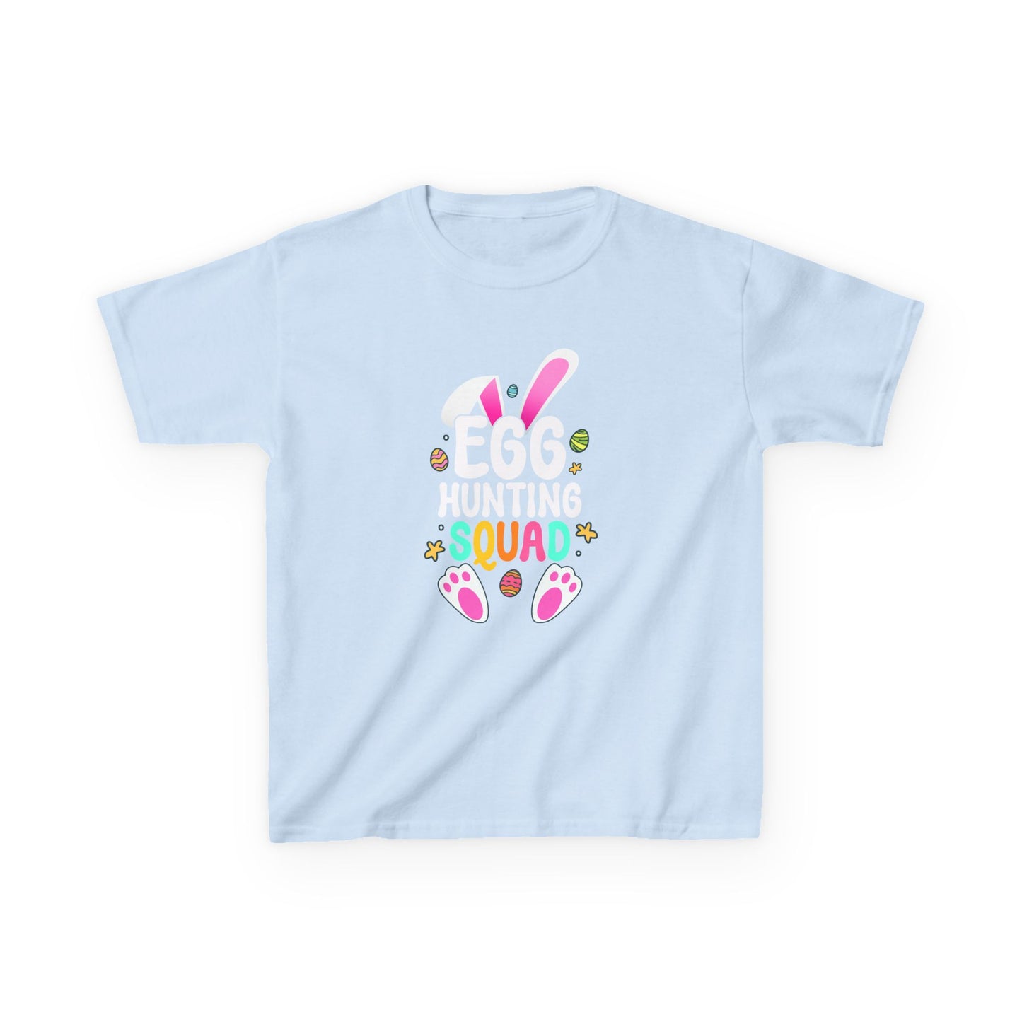 Light Blue Egg Hunting Squad Kids Tee | Matching Easter Shirt for Families