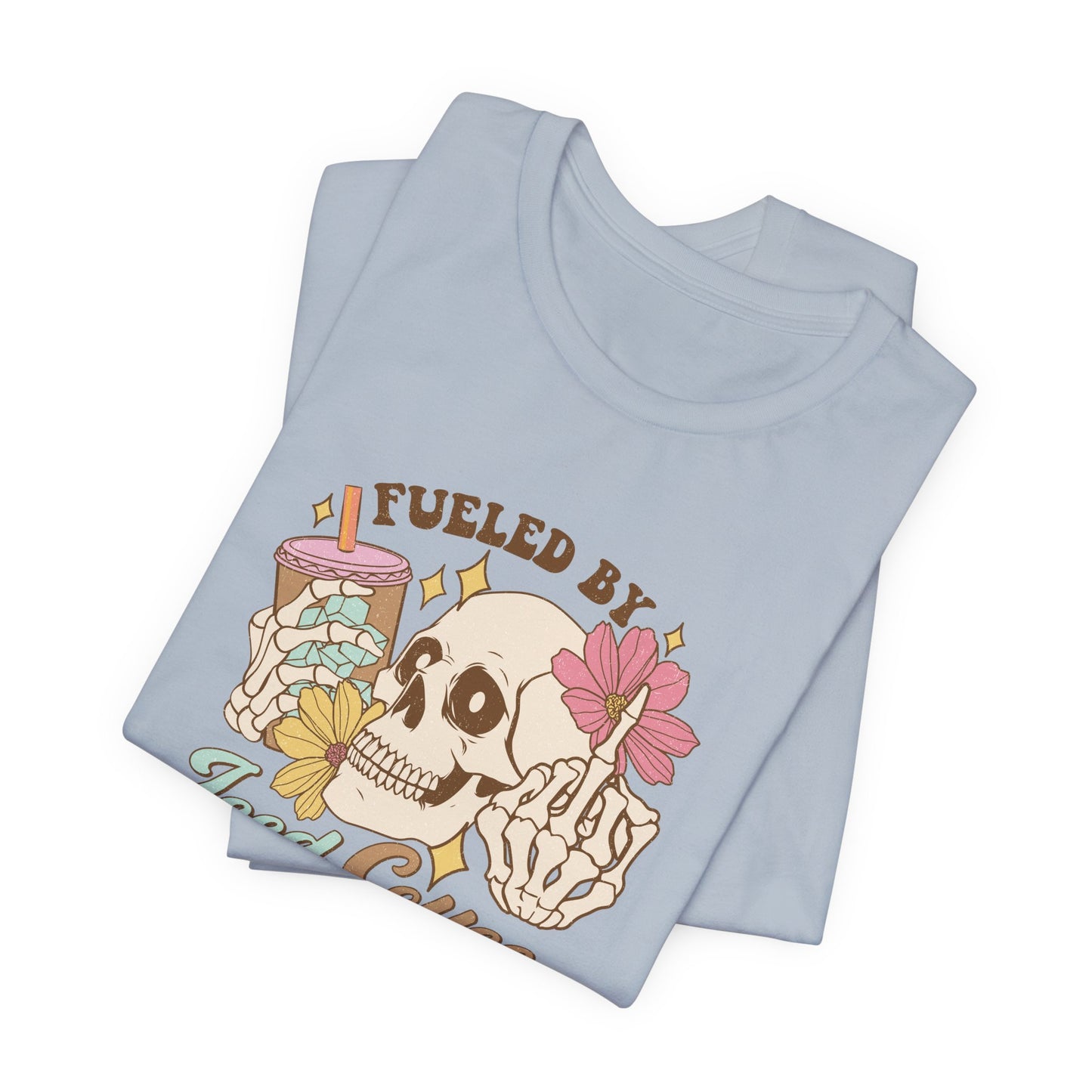 T-Shirt Fueled by Iced Coffee & Anxiety Shirt – Funny Anxiety Graphic Tee