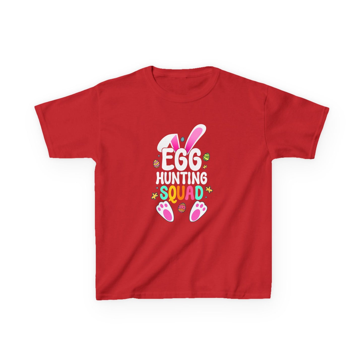 Red Egg Hunting Squad Kids Tee | Matching Easter Shirt for Families