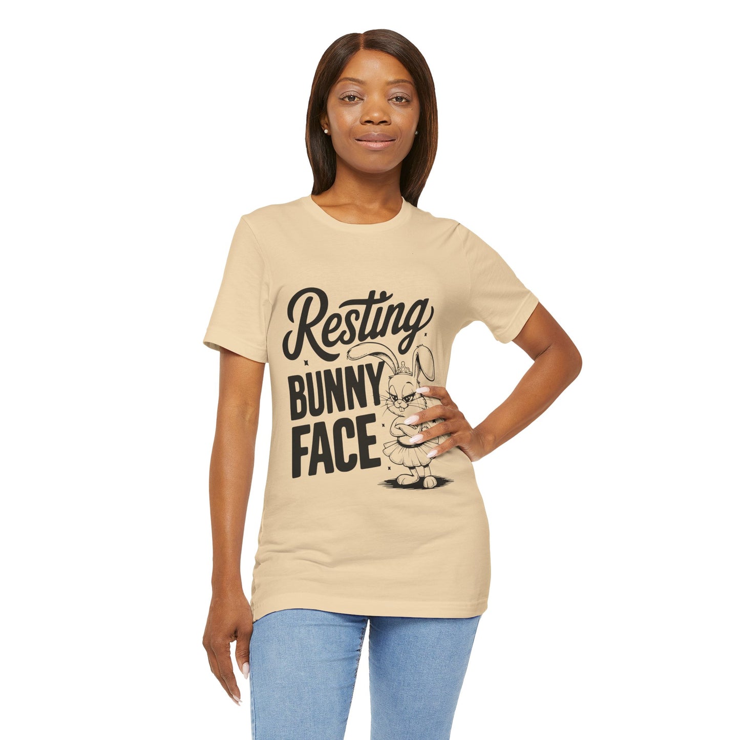 Funny Easter Shirt | Resting Bunny Face Women's Tee – Sarcastic & Trendy
