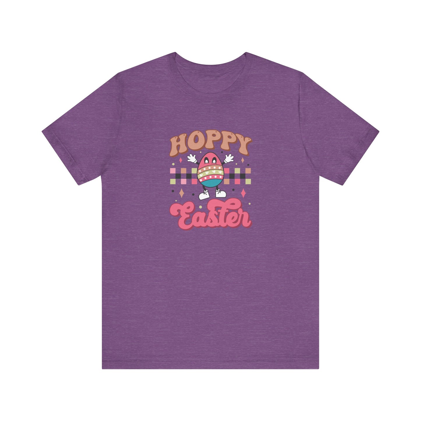 Heather Team Purple Pop Culture Easter Shirt – Hoppy Easter Tee for Women