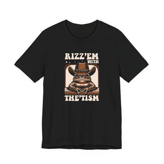 T-Shirt RIZZ’EM WITH THE ’TISM Cowboy Frog Funny Autism Awareness Shirt