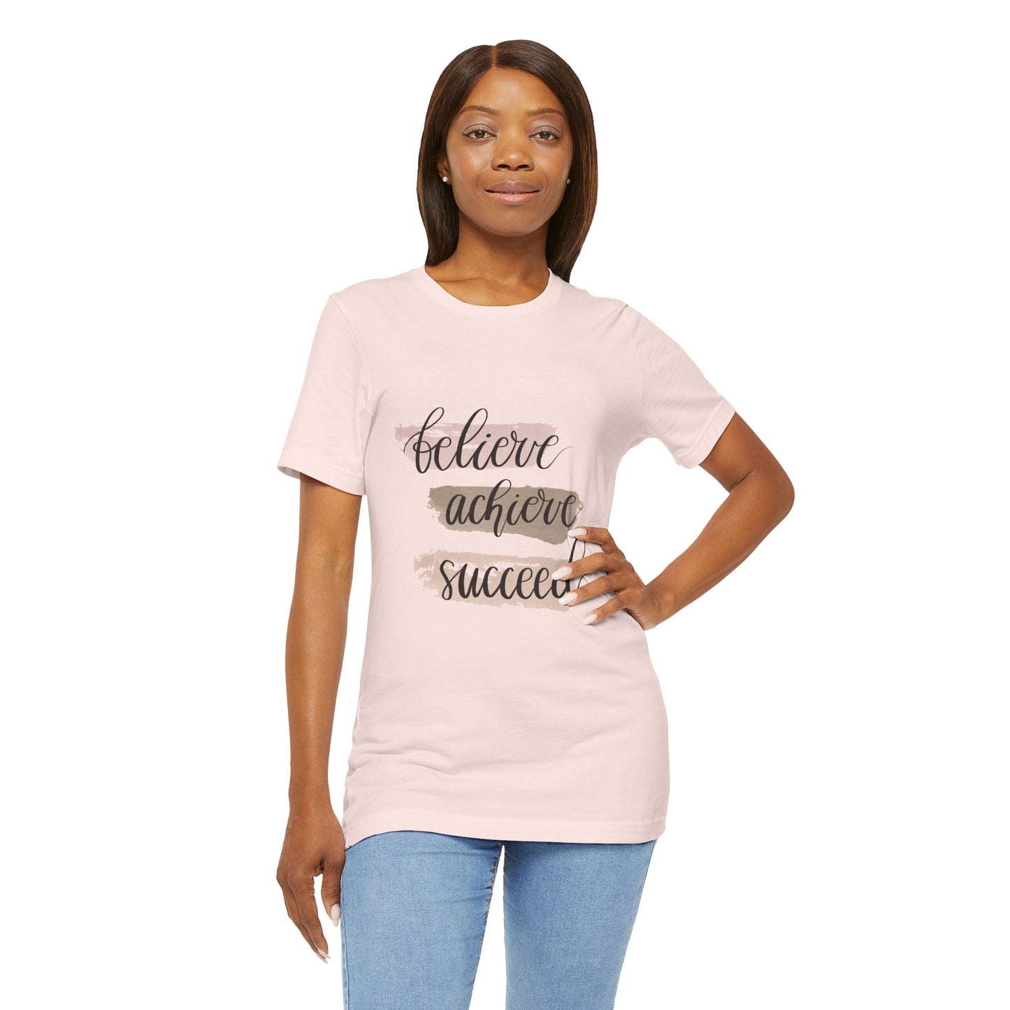 Inspirational T Shirts – Believe Achieve Succeed Tee for Women