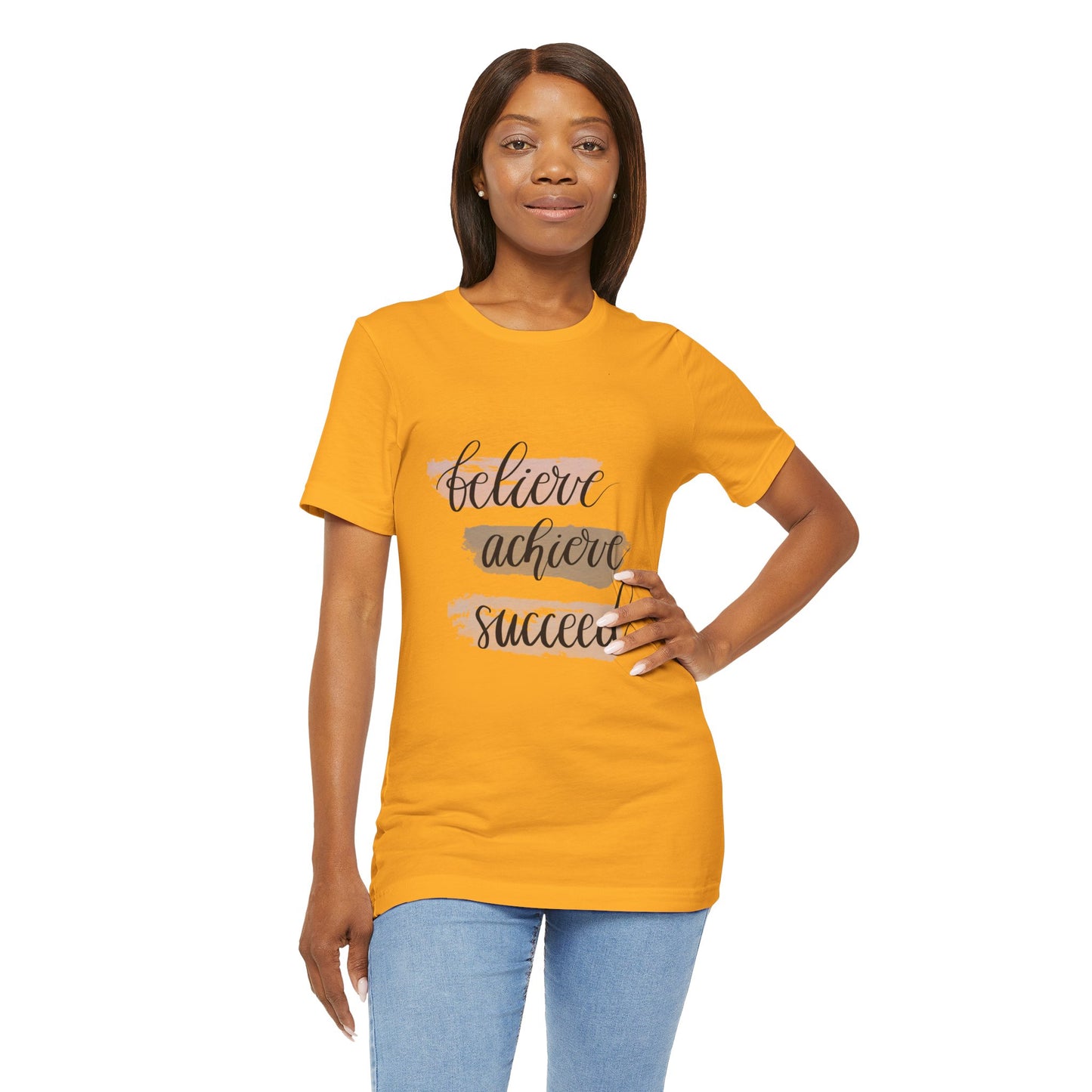 Inspirational T Shirts – Believe Achieve Succeed Tee for Women
