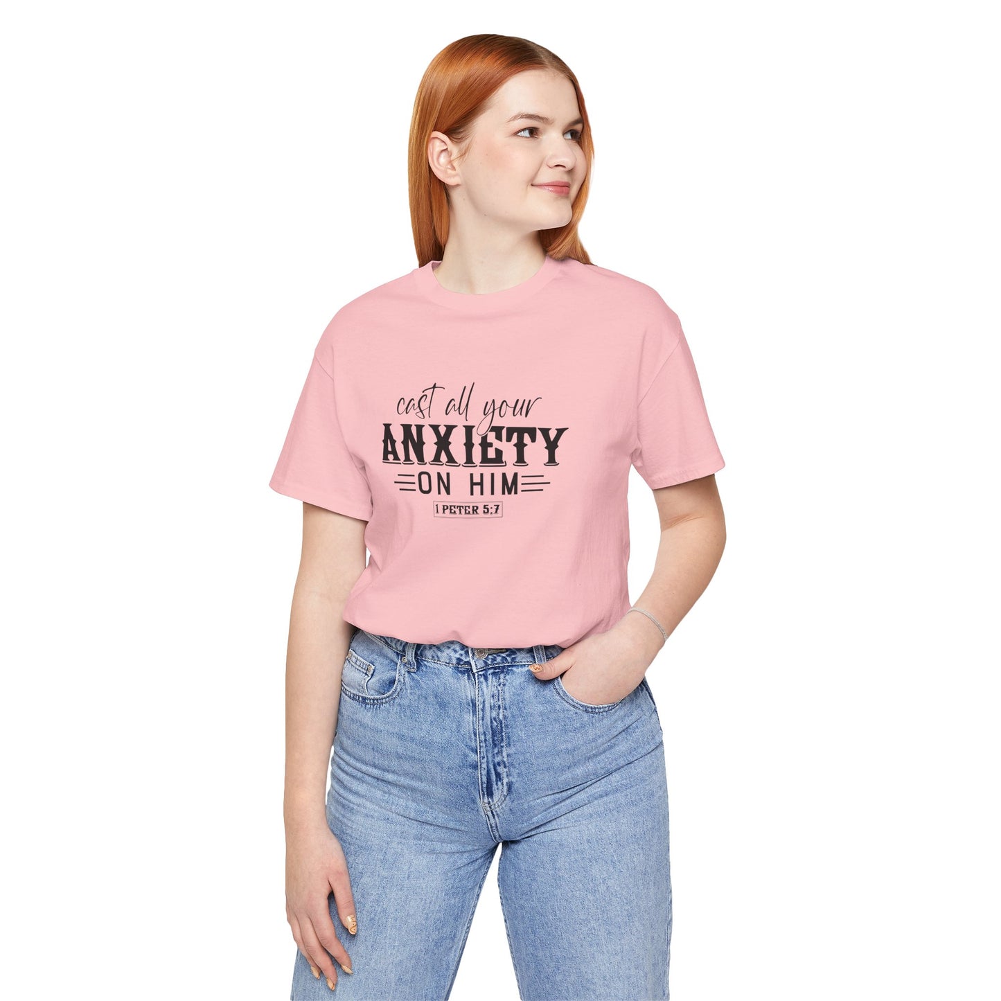 T-Shirt Cast All Your Anxiety on Him Anxiety Shirt – Christian Bible Verse Tee