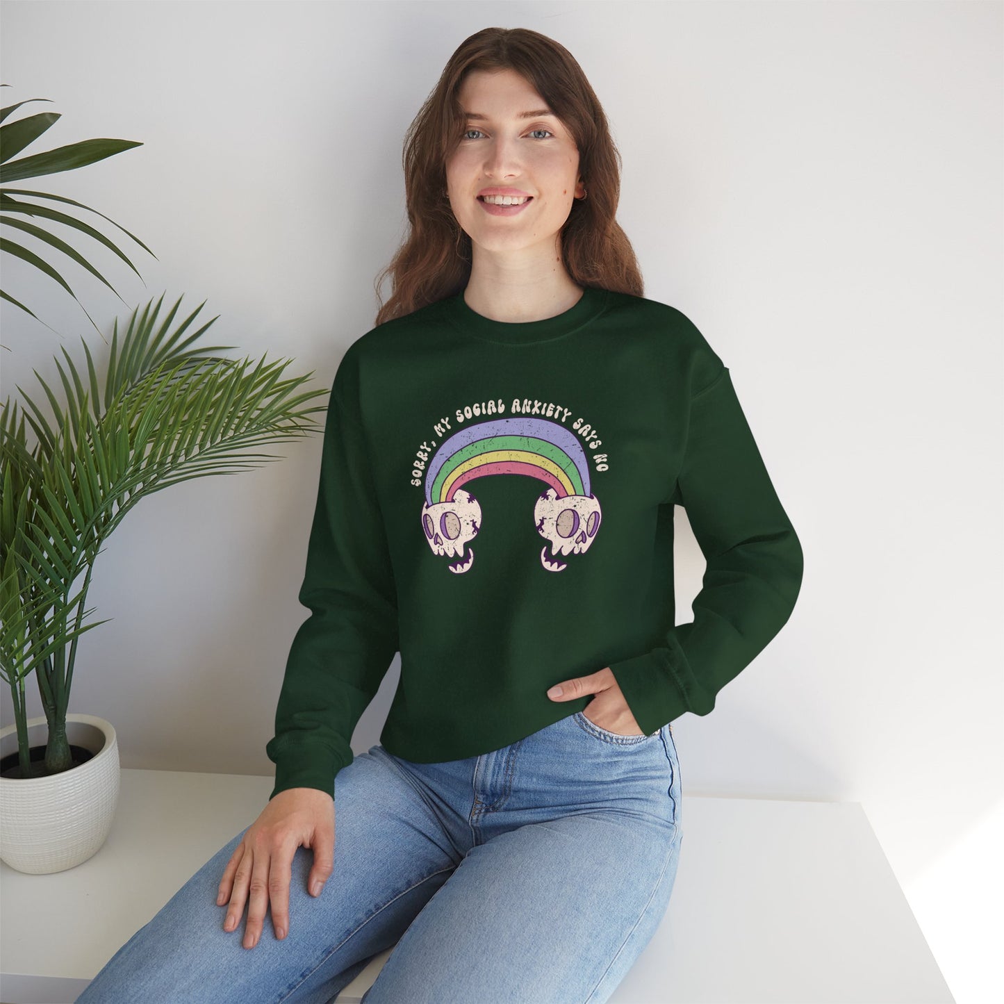 Sweatshirt Sorry My Social Anxiety Says No - Gothic-Inspired Anxiety Sweatshirt