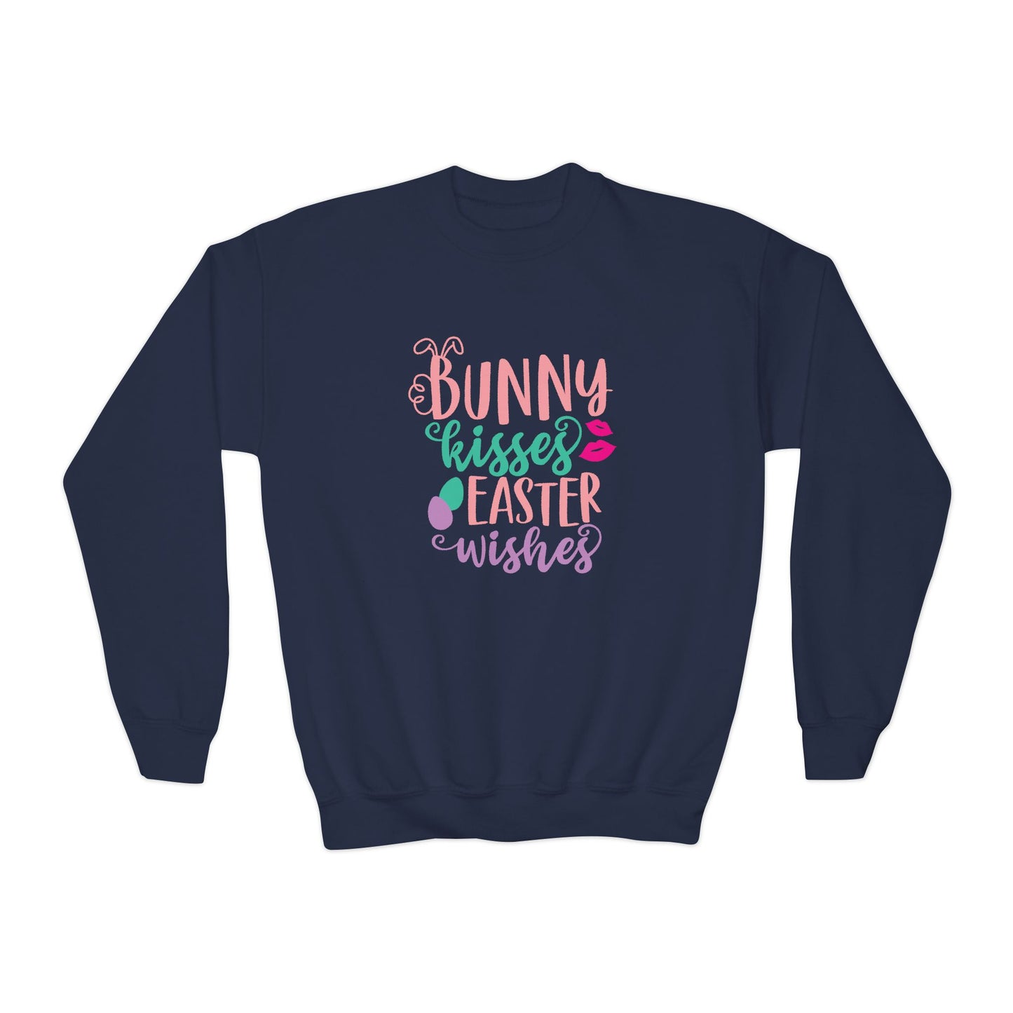 Navy Bunny Kisses & Easter Wishes Sweatshirt | Cute Easter Sweatshirt for Kids