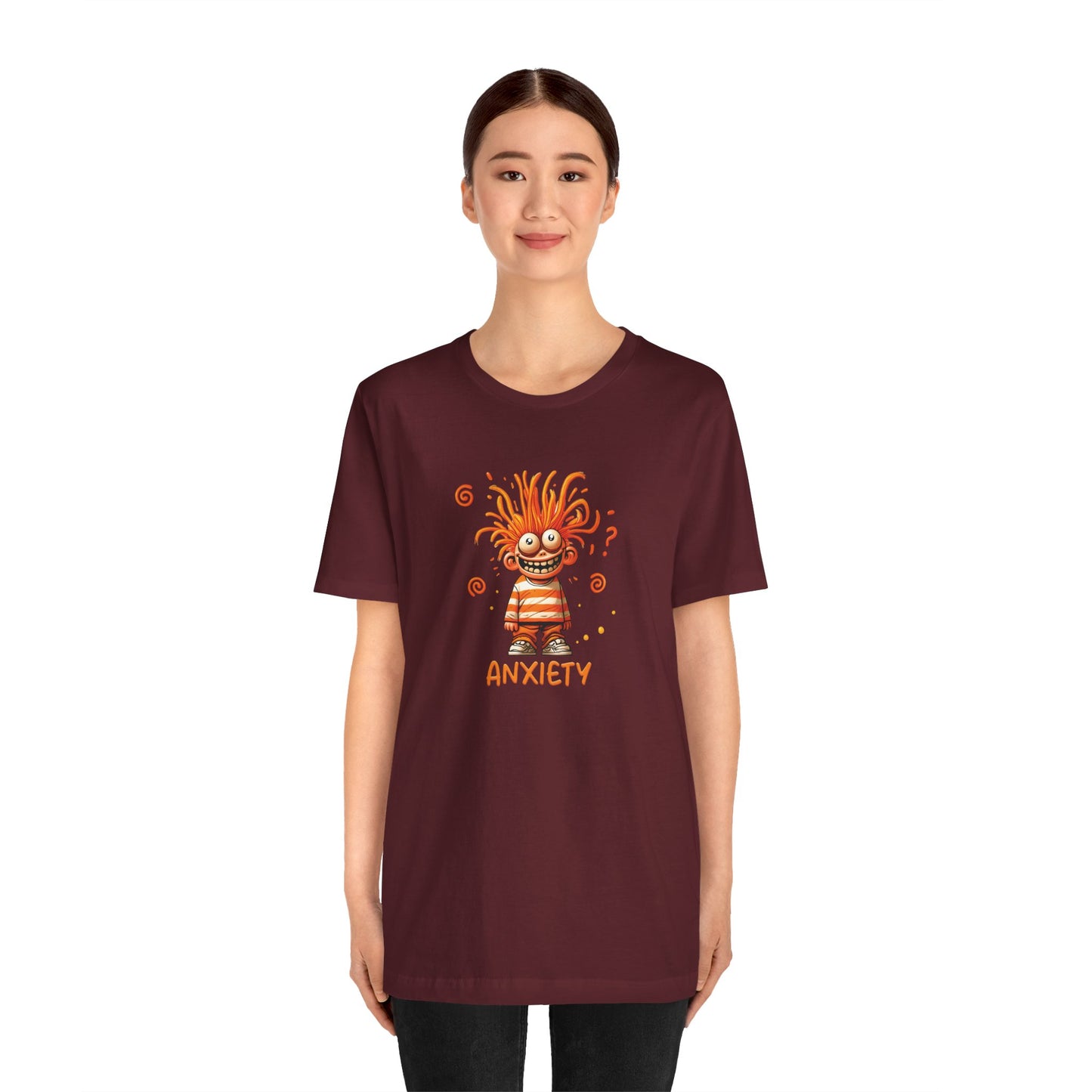 T-Shirt ANXIETY Cartoon Funny Anxiety Shirt — Mental Health Graphic Tee