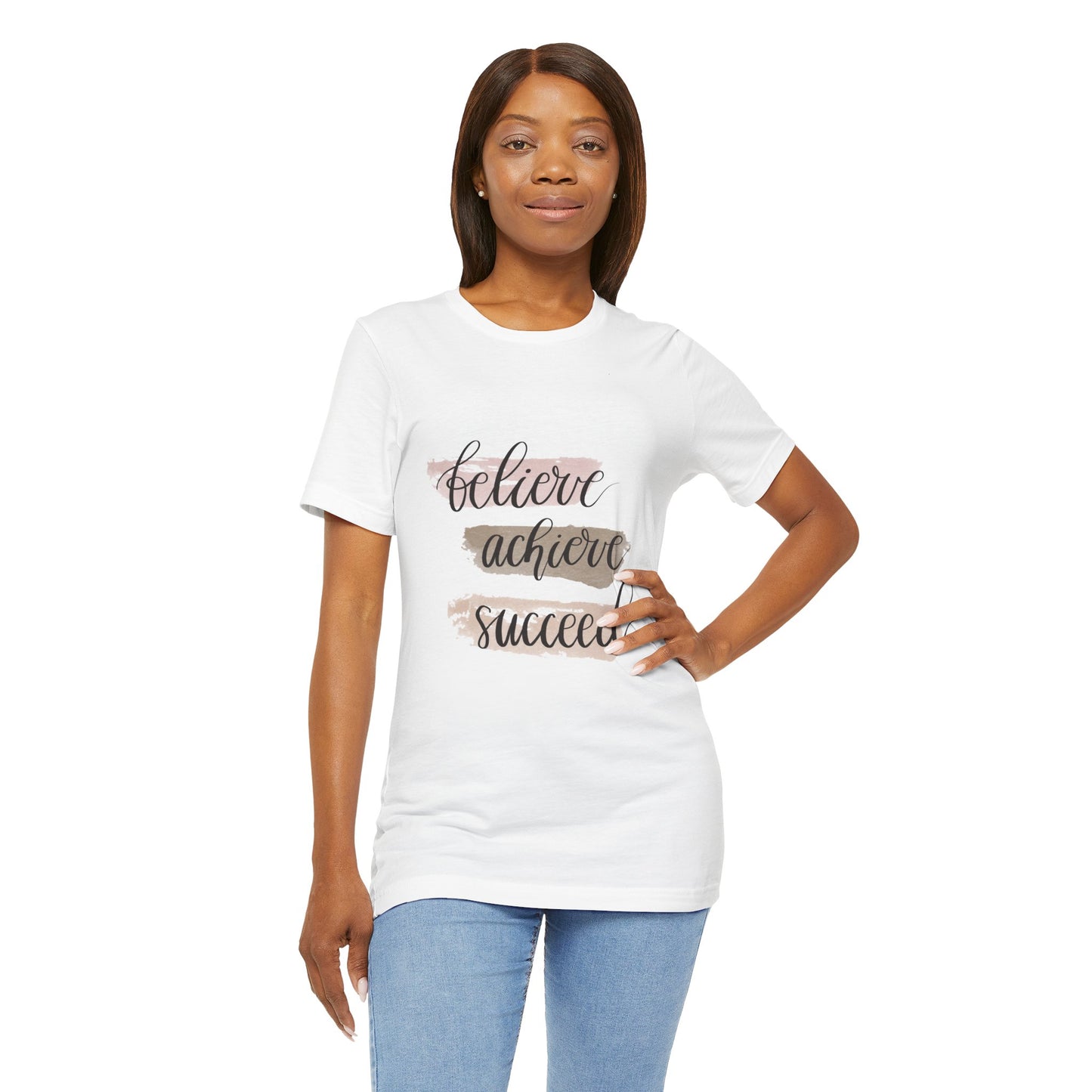 Inspirational T Shirts – Believe Achieve Succeed Tee for Women