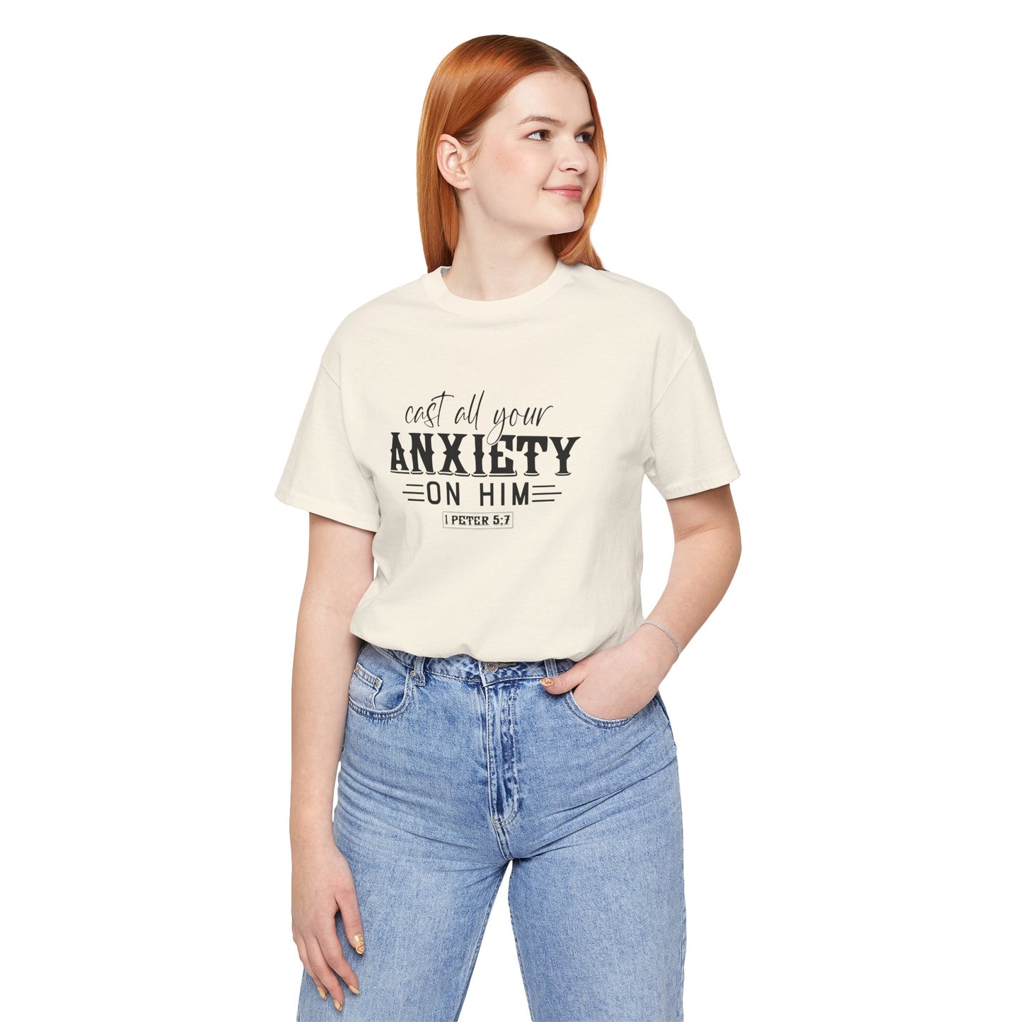 T-Shirt Cast All Your Anxiety on Him Anxiety Shirt – Christian Bible Verse Tee