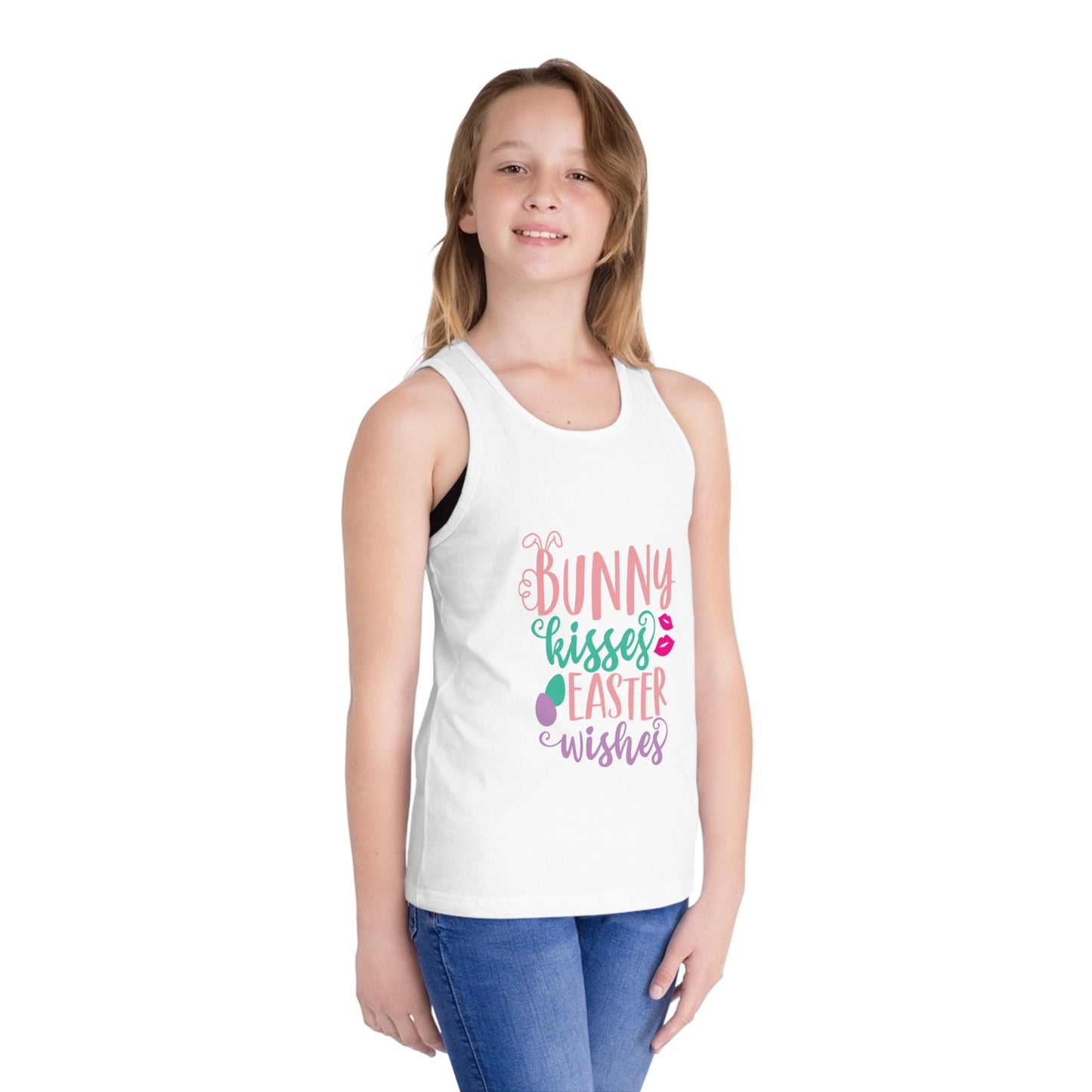 Kids clothes Cute Easter Shirt for Kids – Bunny Kisses & Easter Wishes Tank